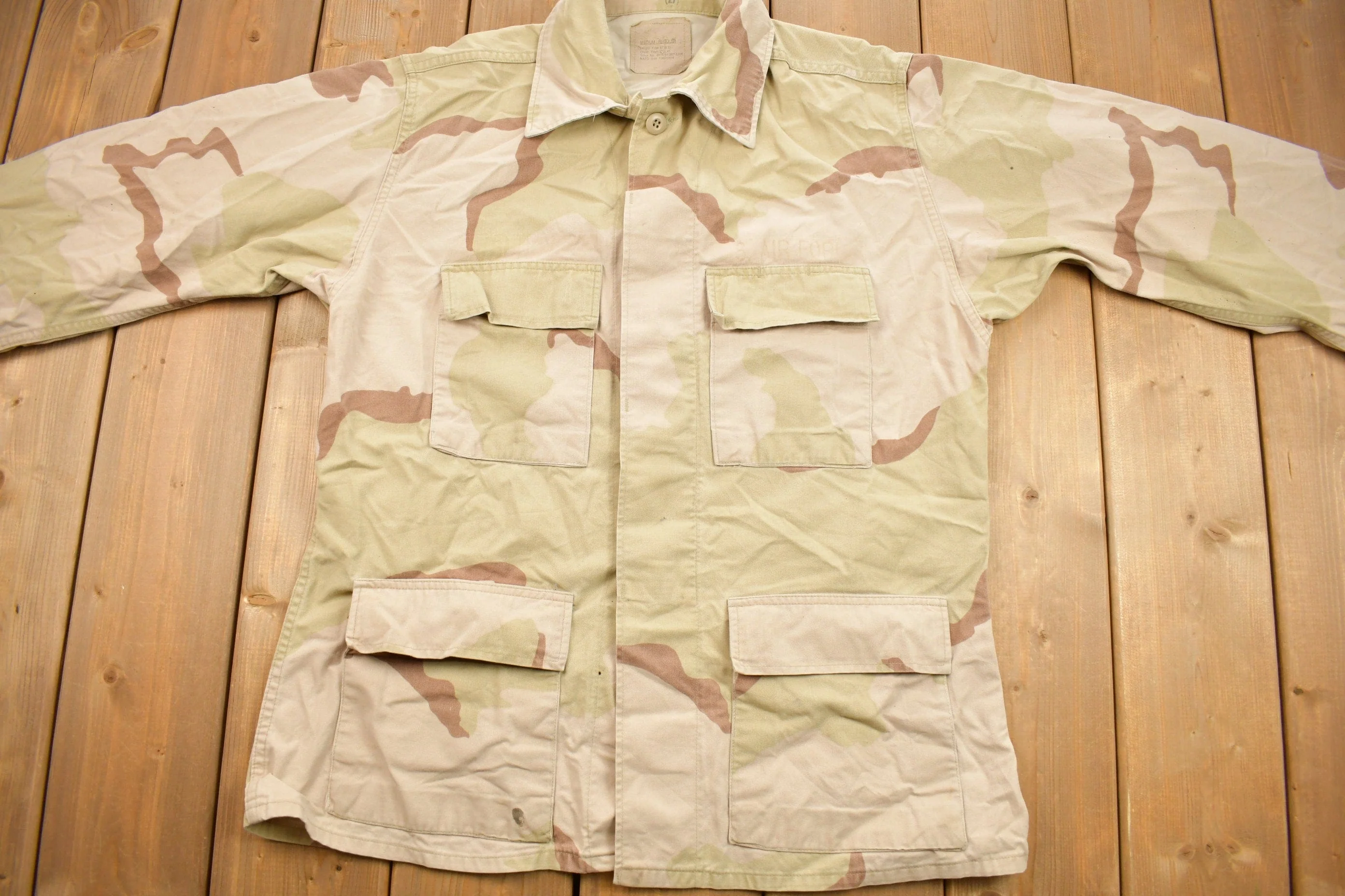 Vintage 1990 Desert Camo Button Up Military Coat Size Medium Reg Men's Medium - Image 3