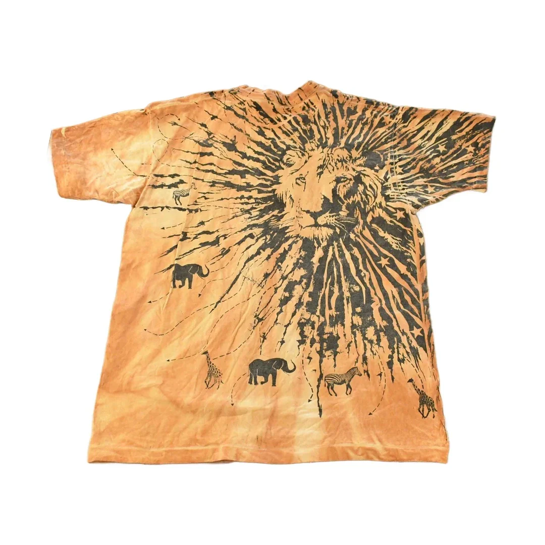Vintage 1990 Lion African Animals All Over Print Graphic T-Shirt Men's 2XL - Image 2