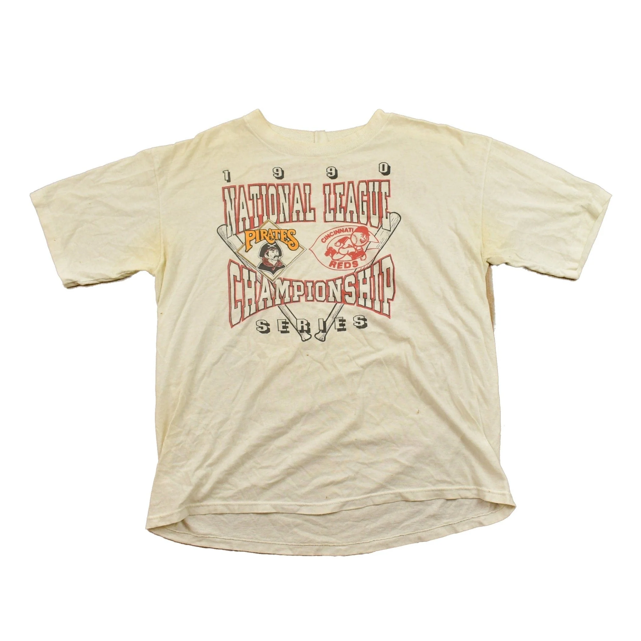 Vintage 1990 Reds and Pirate Championship MLB Graphic T-Shirt Men's Medium