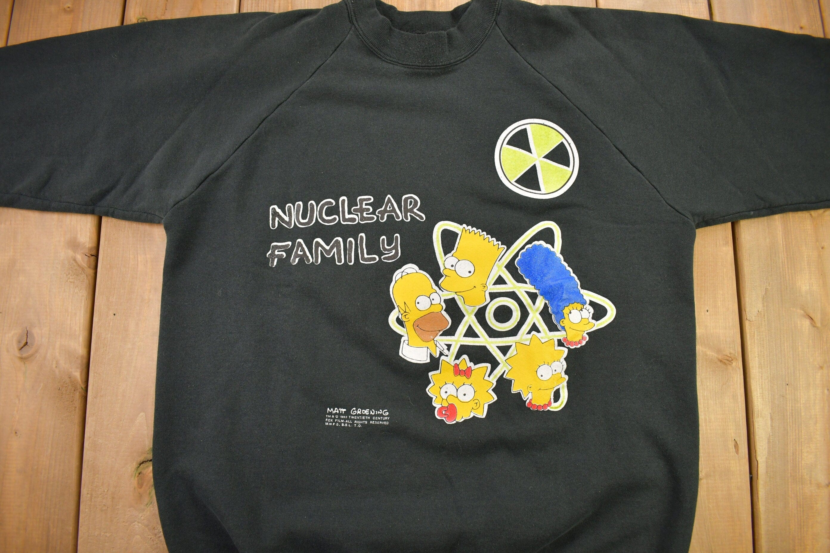 Vintage 1990 The Simpsons Nuclear Family Graphic Crewneck Sweatshirt Men's Large - Image 3
