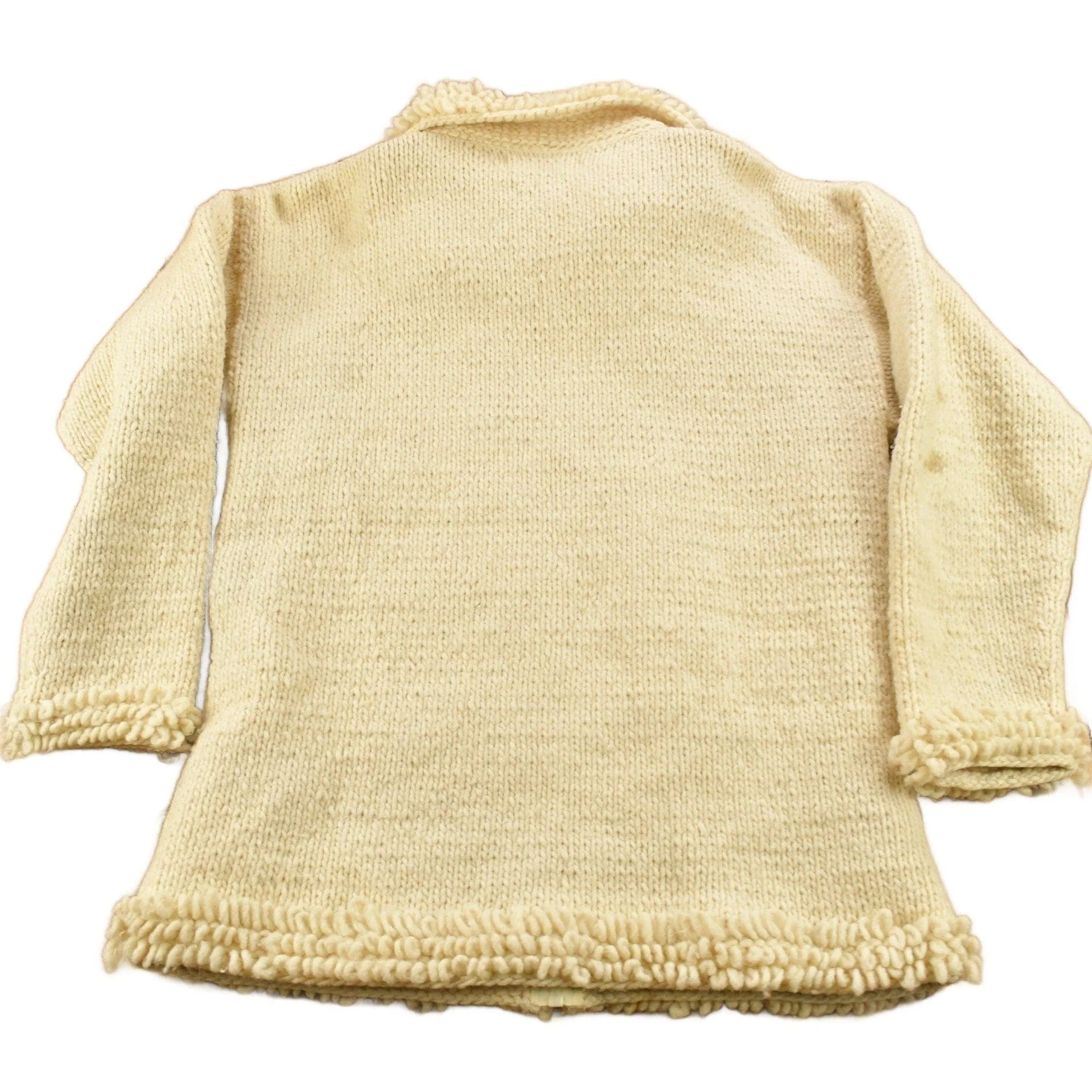 Vintage 1990s 100% Wool Hand Knit Zip Up Sweater Men's Medium - Image 2