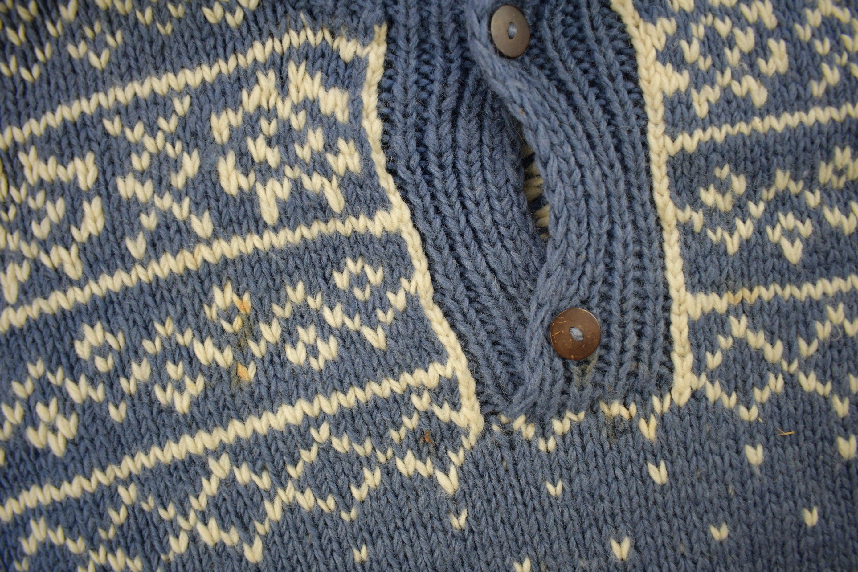 Vintage 1990s 100% Wool Henley Knit Sweater Men's 2XL - Image 3