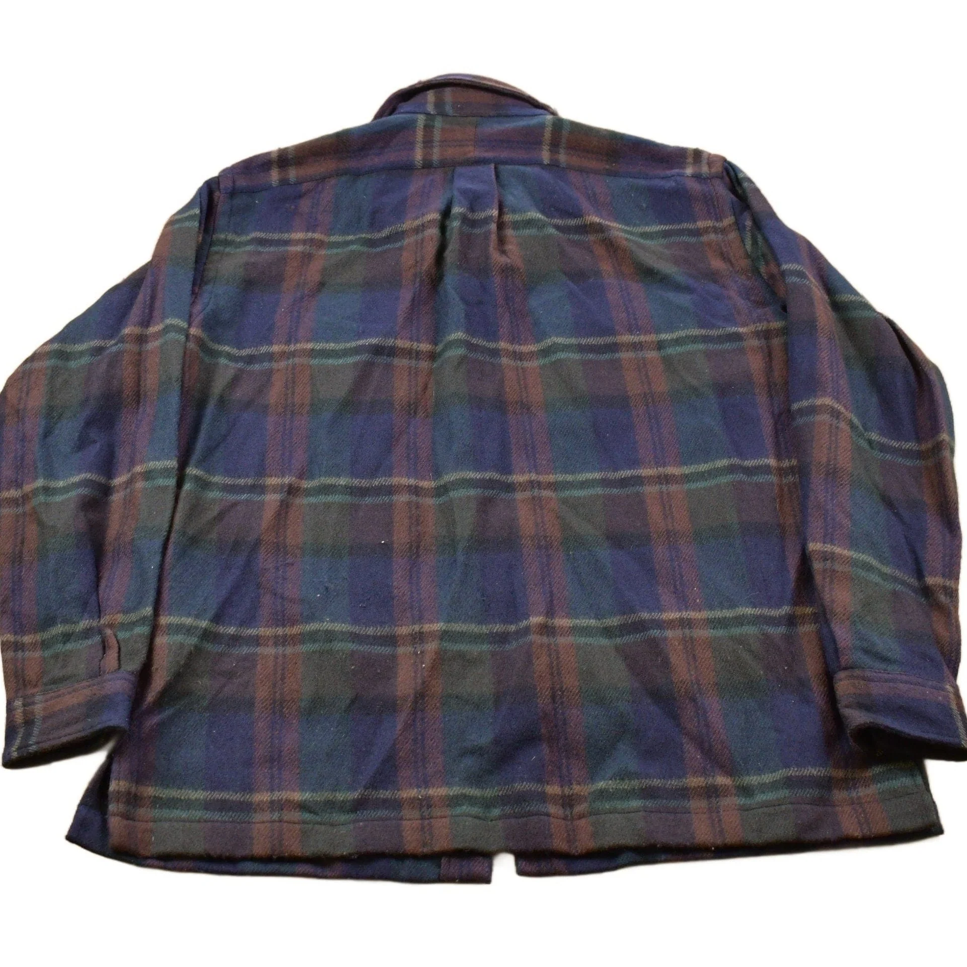 Vintage 1990s 100% Wool Polo Ralph Lauren Plaid Button Up Shirt Men's Large - Image 2