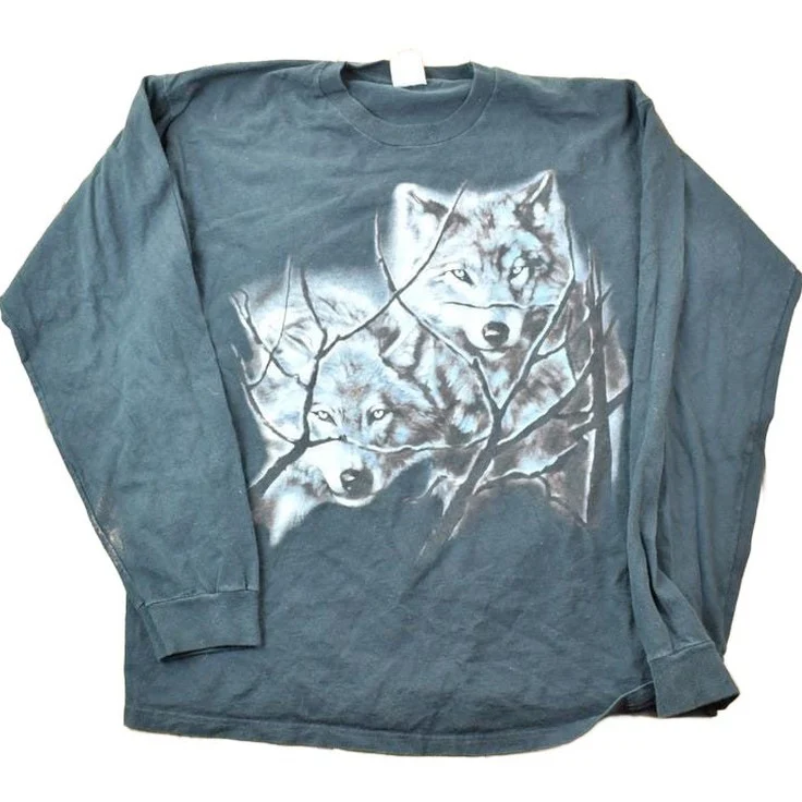 Vintage 1990s 2 Wolves Nature Crewneck Men's XL