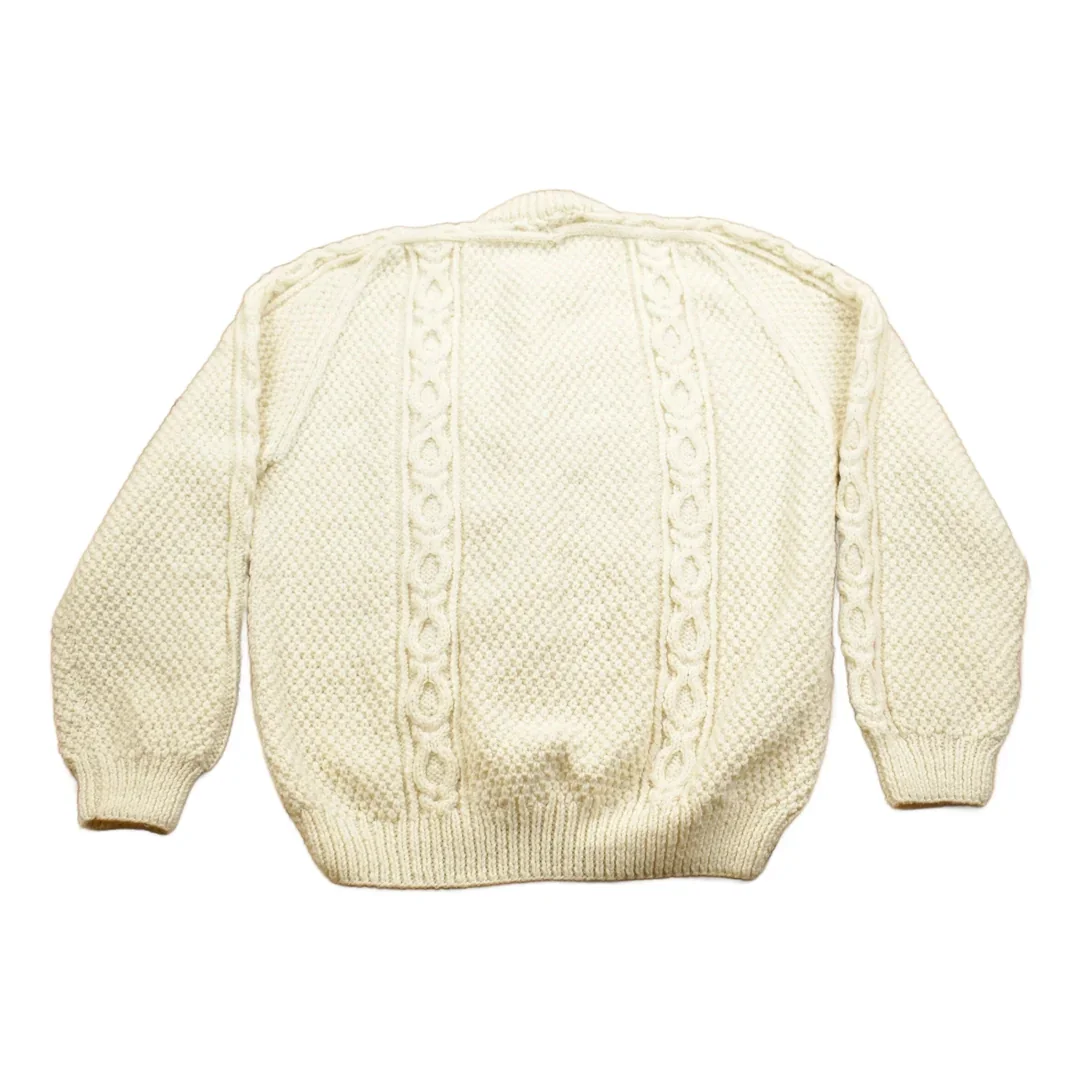 Vintage 1990s 3D Cable Knit Button Up Wool Sweater Women's M - Image 2