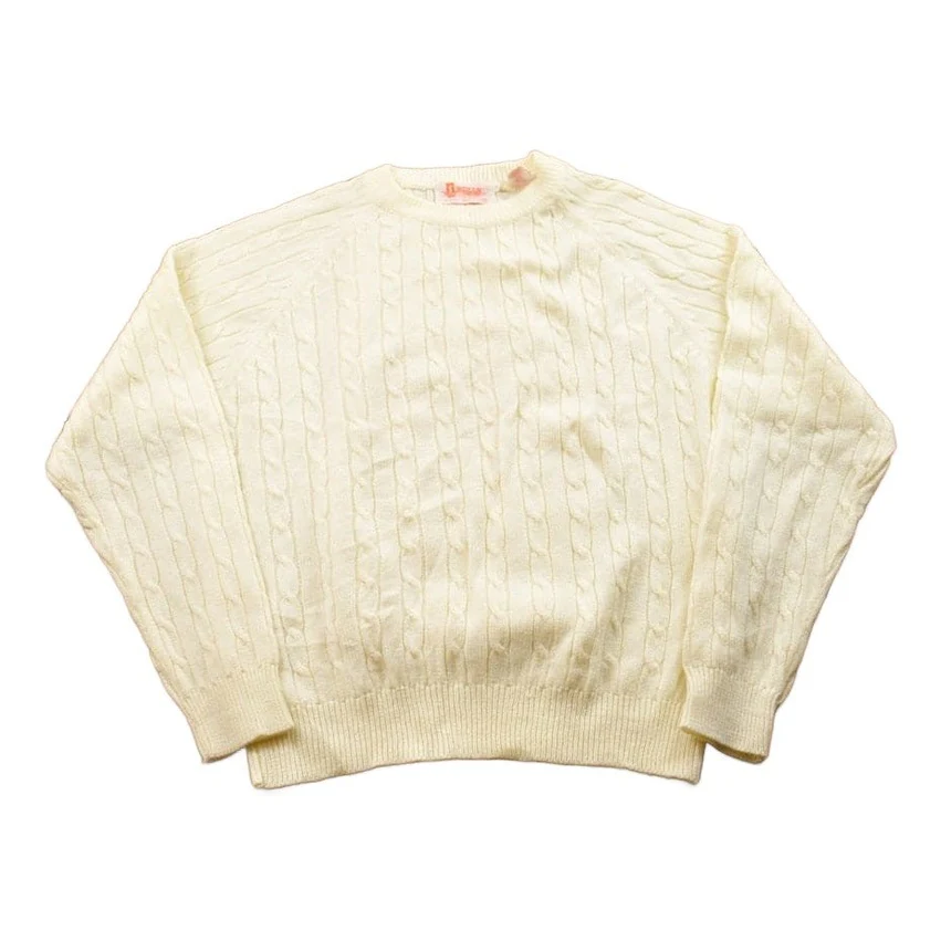 Vintage 1990s 3D Cable Knit Crewneck Sweater Men's Small