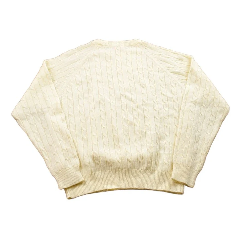 Vintage 1990s 3D Cable Knit Crewneck Sweater Men's Small - Image 2