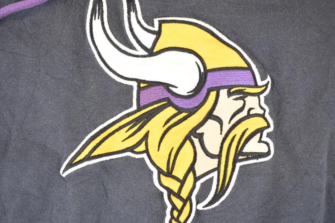 Vintage 1990s 47 Minnesota Vikings Embroidered NFL Hoodie Sweatshirt Men's XL - Image 3