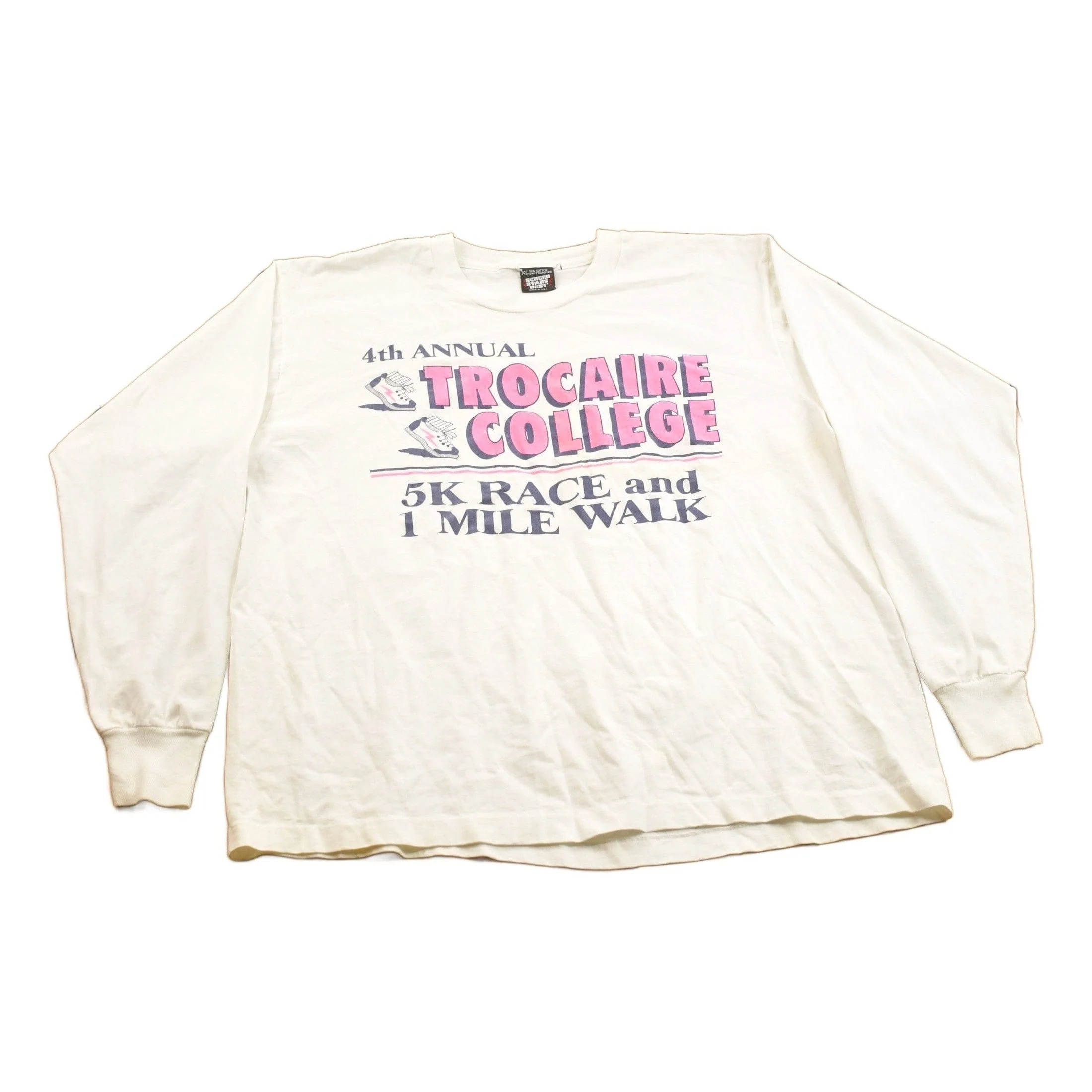 Vintage 1990s 4th Annual Trocaire College 5K Race Crewneck Long Sleeve Shirt Men's Medium