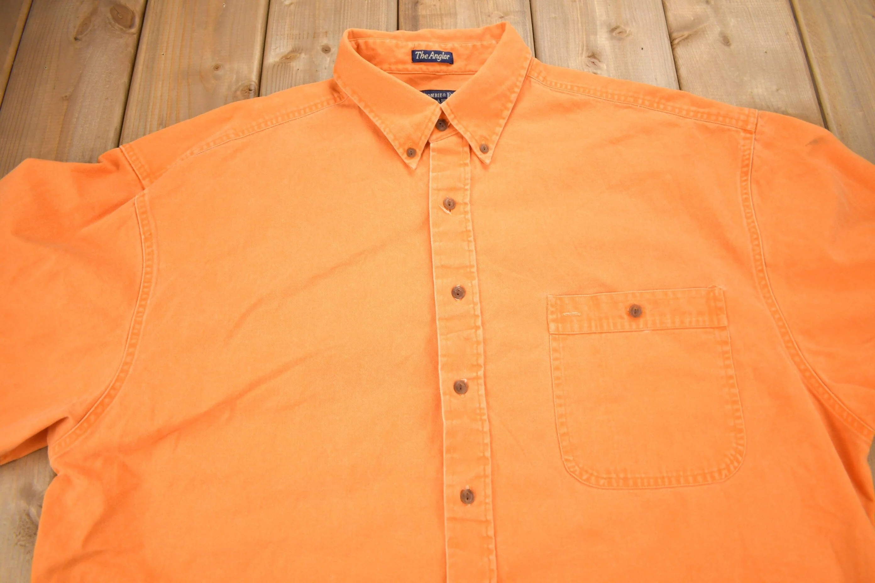 Vintage 1990s Abercrombie & Fitch Blank Orange Button Up Shirt Men's XL - Image 3