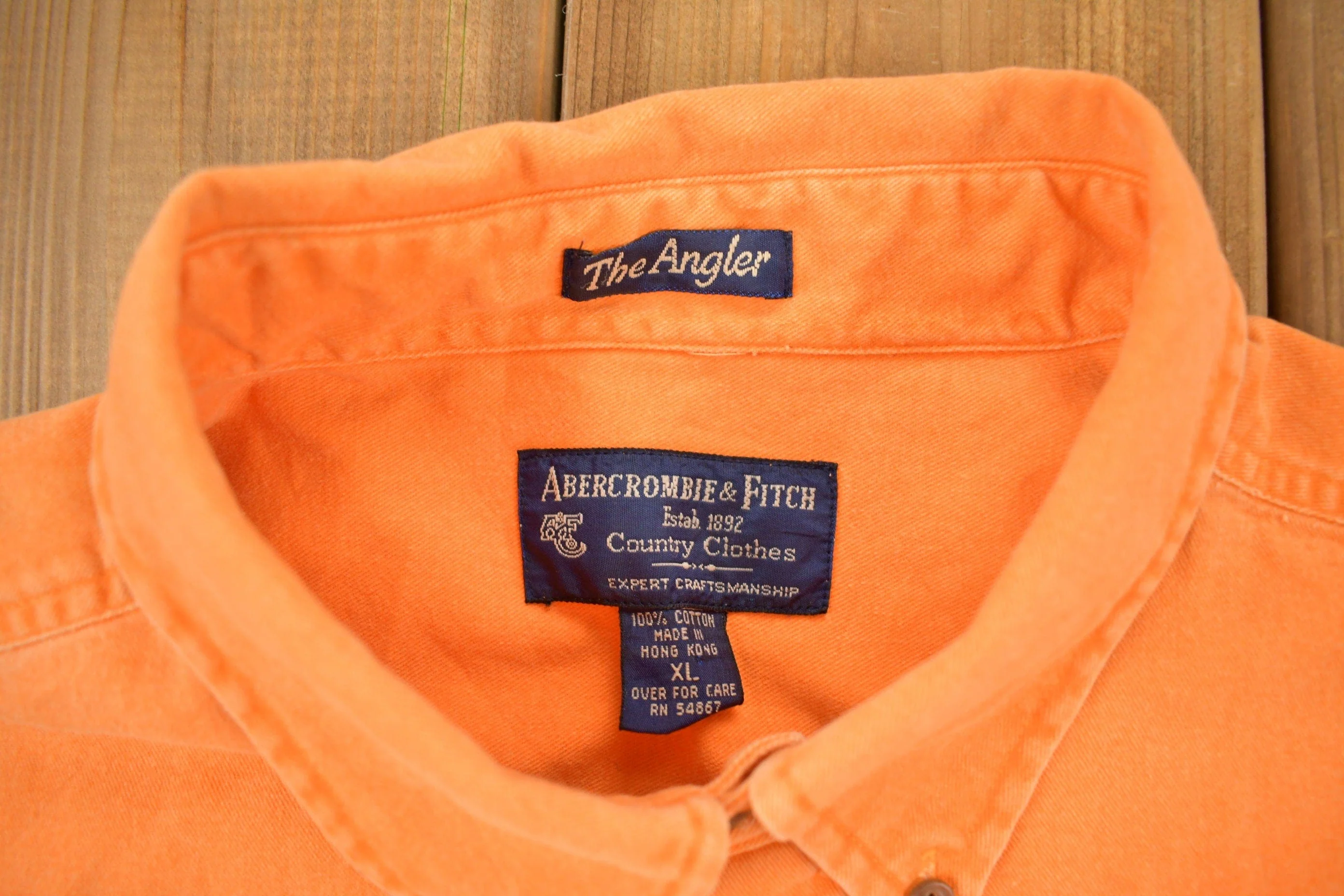 Vintage 1990s Abercrombie & Fitch Blank Orange Button Up Shirt Men's XL - Image 4