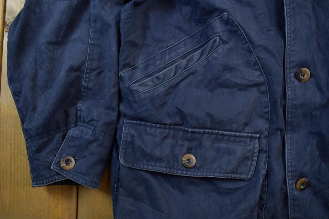 Vintage 1990s Aberdeen Chore Coat Leather Collar Jacket Men's L - Image 5