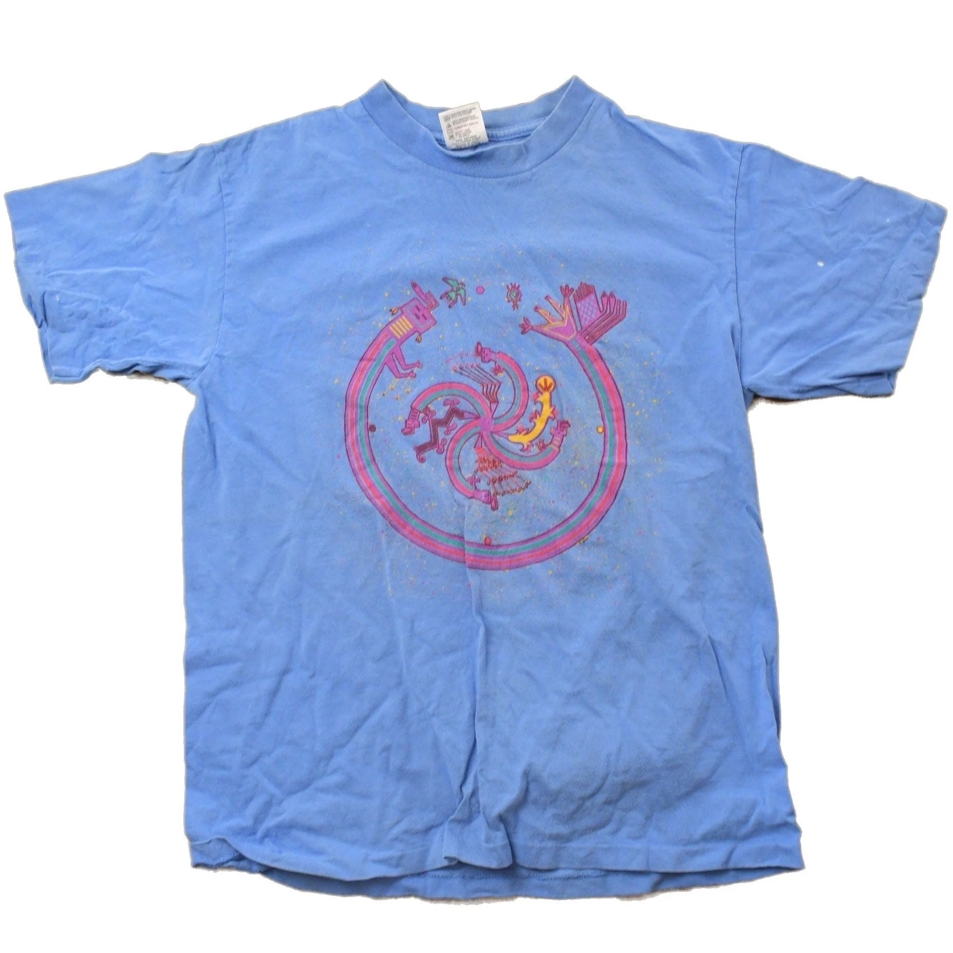Vintage 1990s Abstract Animals Graphic T Shirt Men's Small