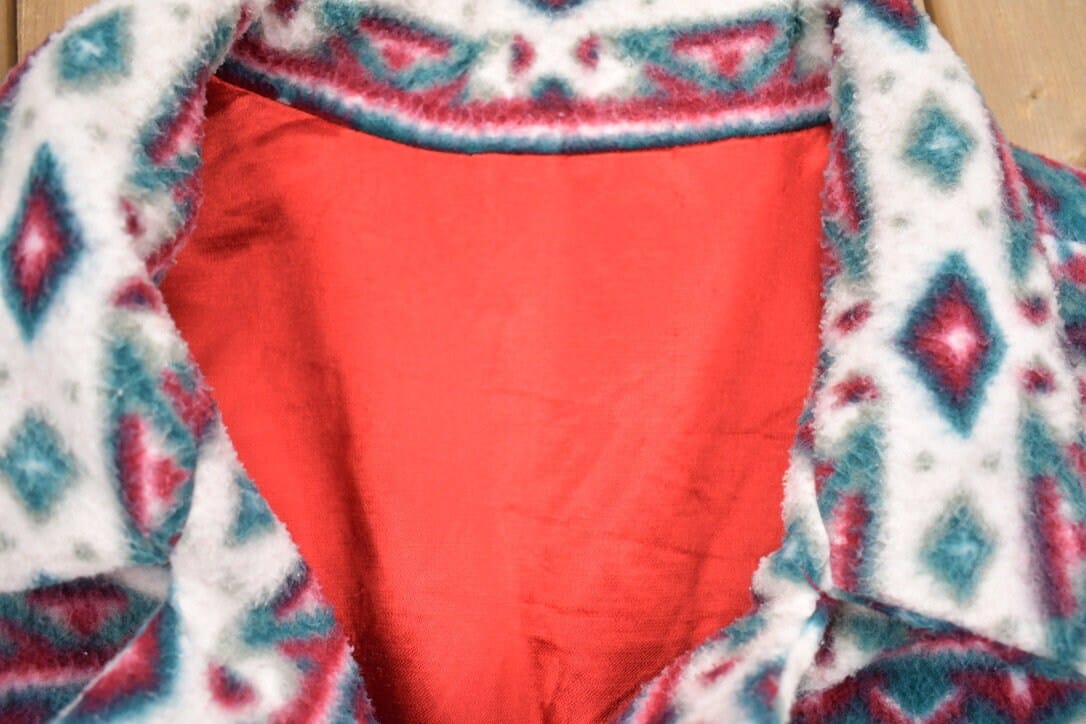 Vintage 1990s Abstract Button Up Fleece Sweater Men's 2XL - Image 4