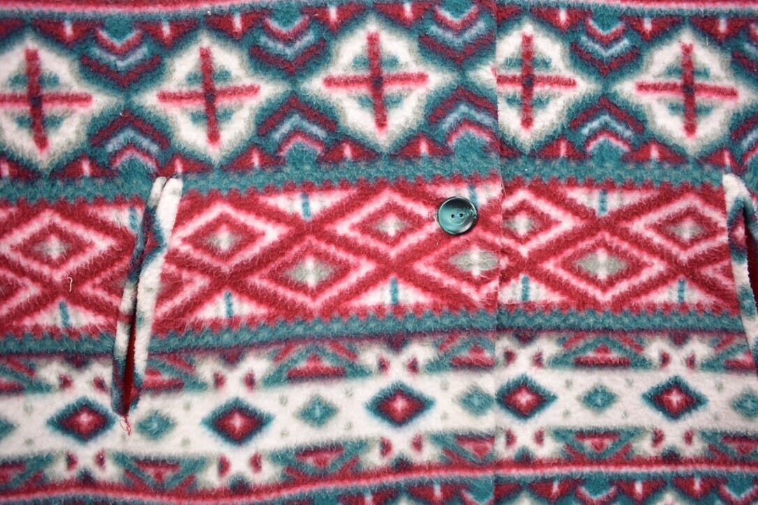 Vintage 1990s Abstract Button Up Fleece Sweater Men's 2XL - Image 5