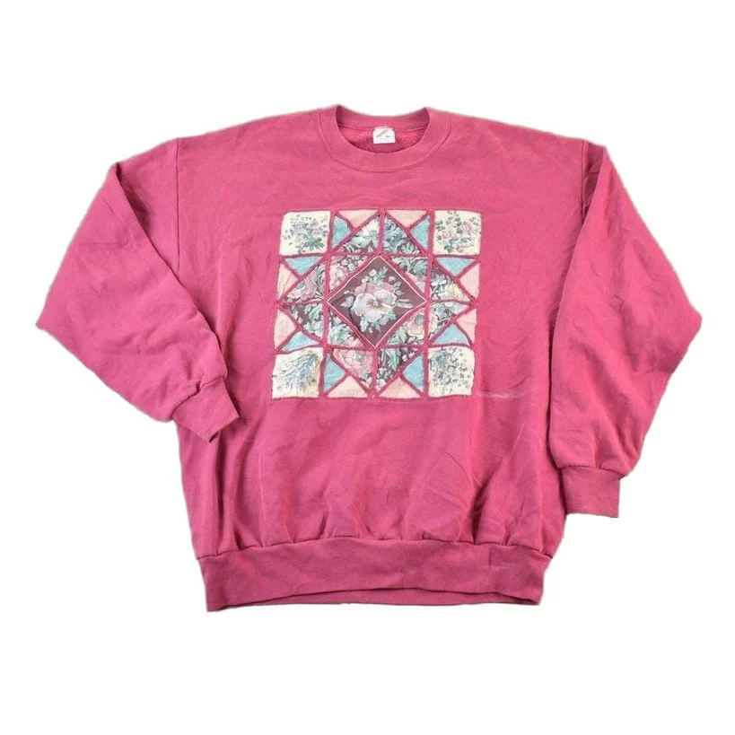 Vintage 1990s Abstract Floral Souvenir Crewneck Sweatshirt Made In USA Men's L