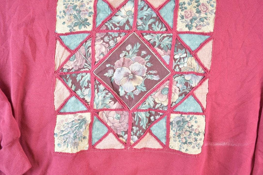 Vintage 1990s Abstract Floral Souvenir Crewneck Sweatshirt Made In USA Men's L - Image 4