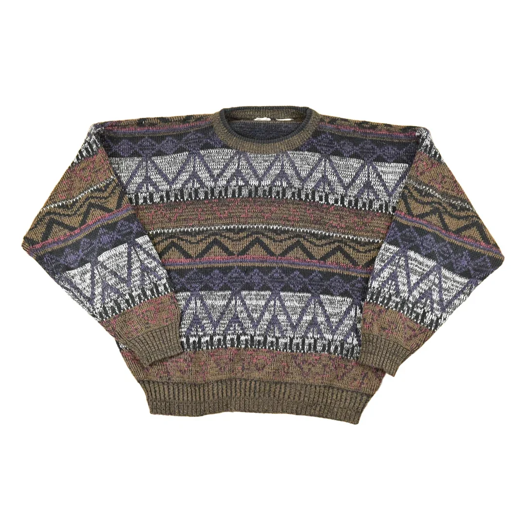 Vintage 1990s Abstract Knit Crewneck Sweater Men's L