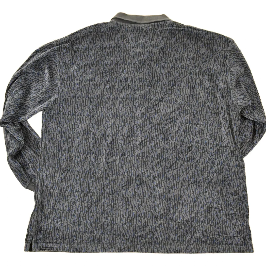 Vintage 1990s Abstract Knit Quarter Button Sweater Men's XL - Image 2