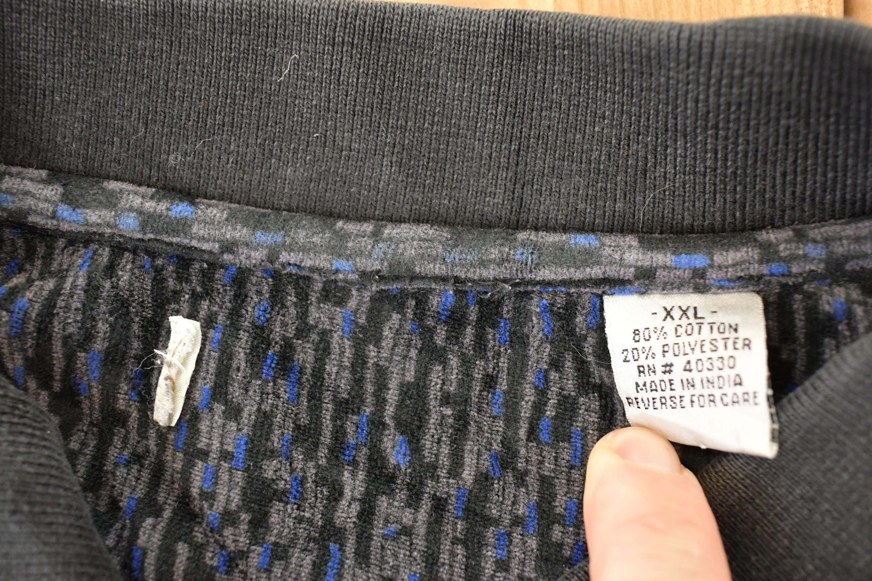 Vintage 1990s Abstract Knit Quarter Button Sweater Men's XL - Image 3