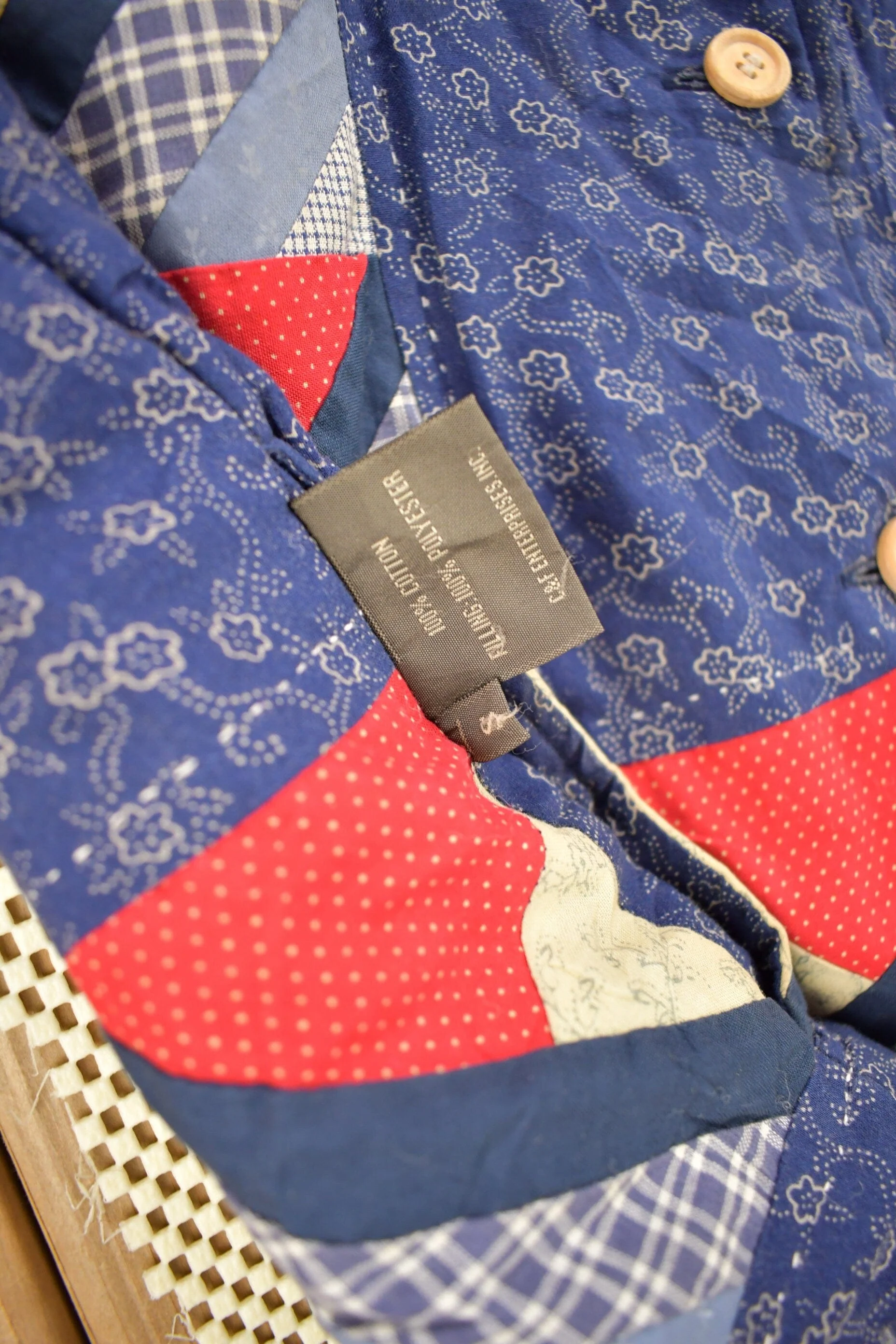 Vintage 1990s Abstract Patchwork Button Up Shirt Men's Small - Image 5