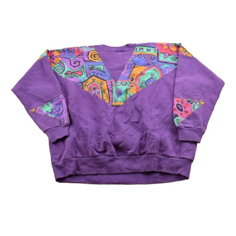 Vintage 1990s Abstract Pattern Crewneck Sweater Women's L - Image 2