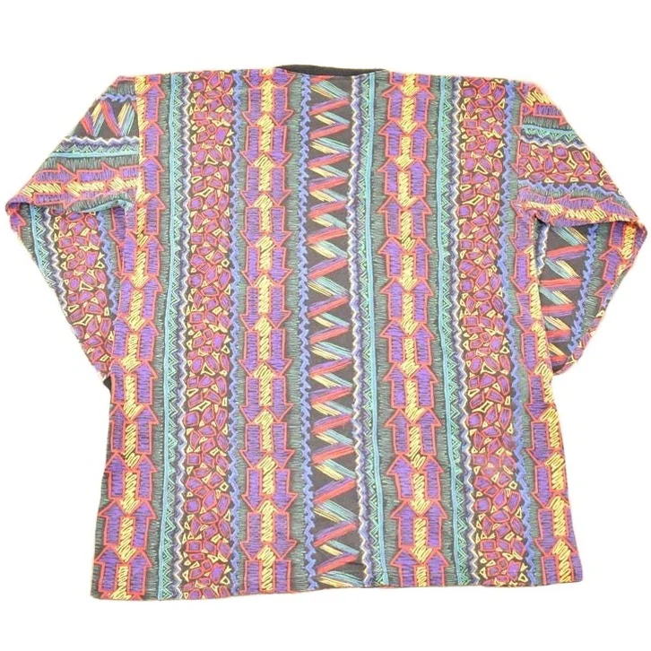 Vintage 1990s Abstract Print AOP Crewneck Sweatshirt Women's XL - Image 2