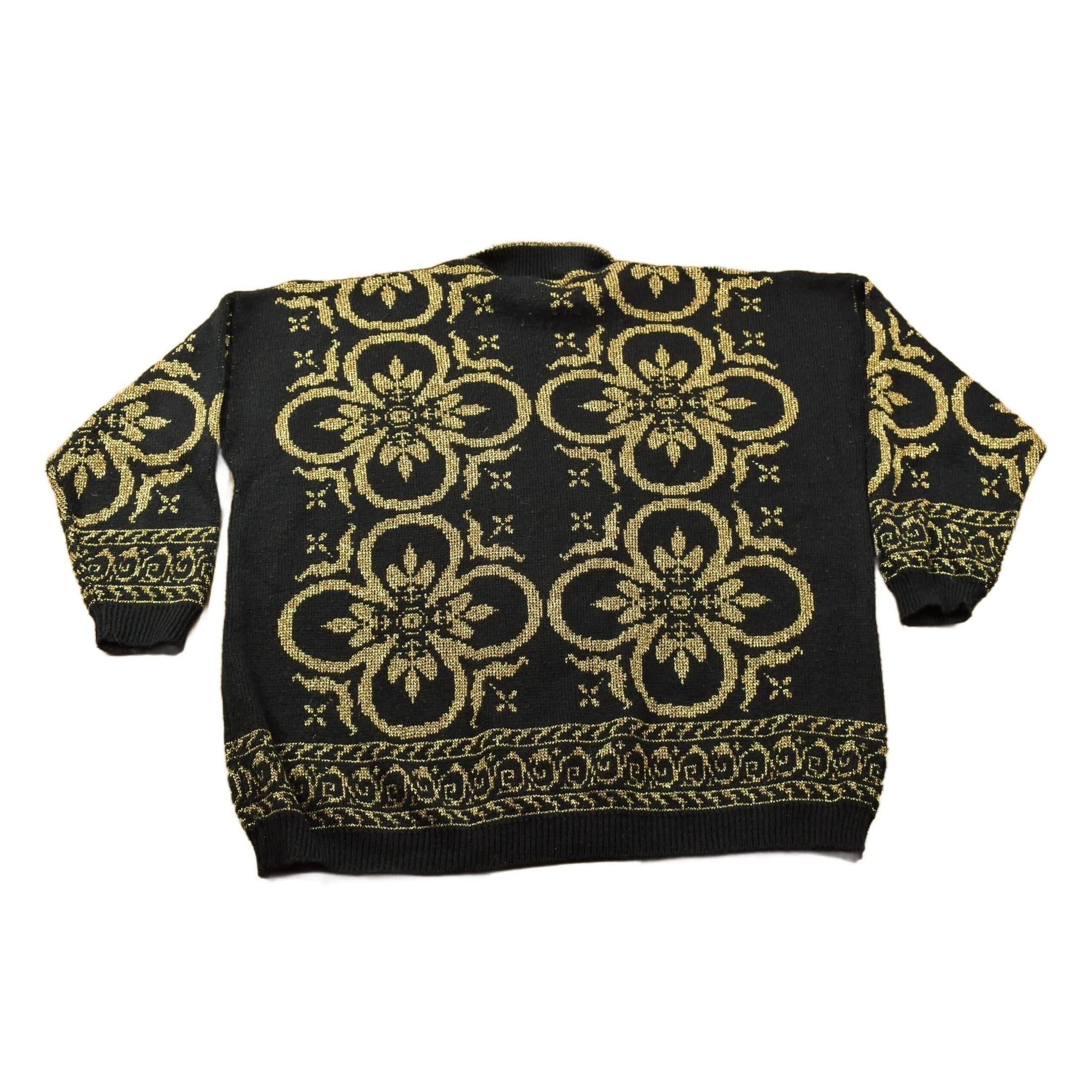 Vintage 1990s Abstract Wool Knit Sweater Men's 3XL - Image 2