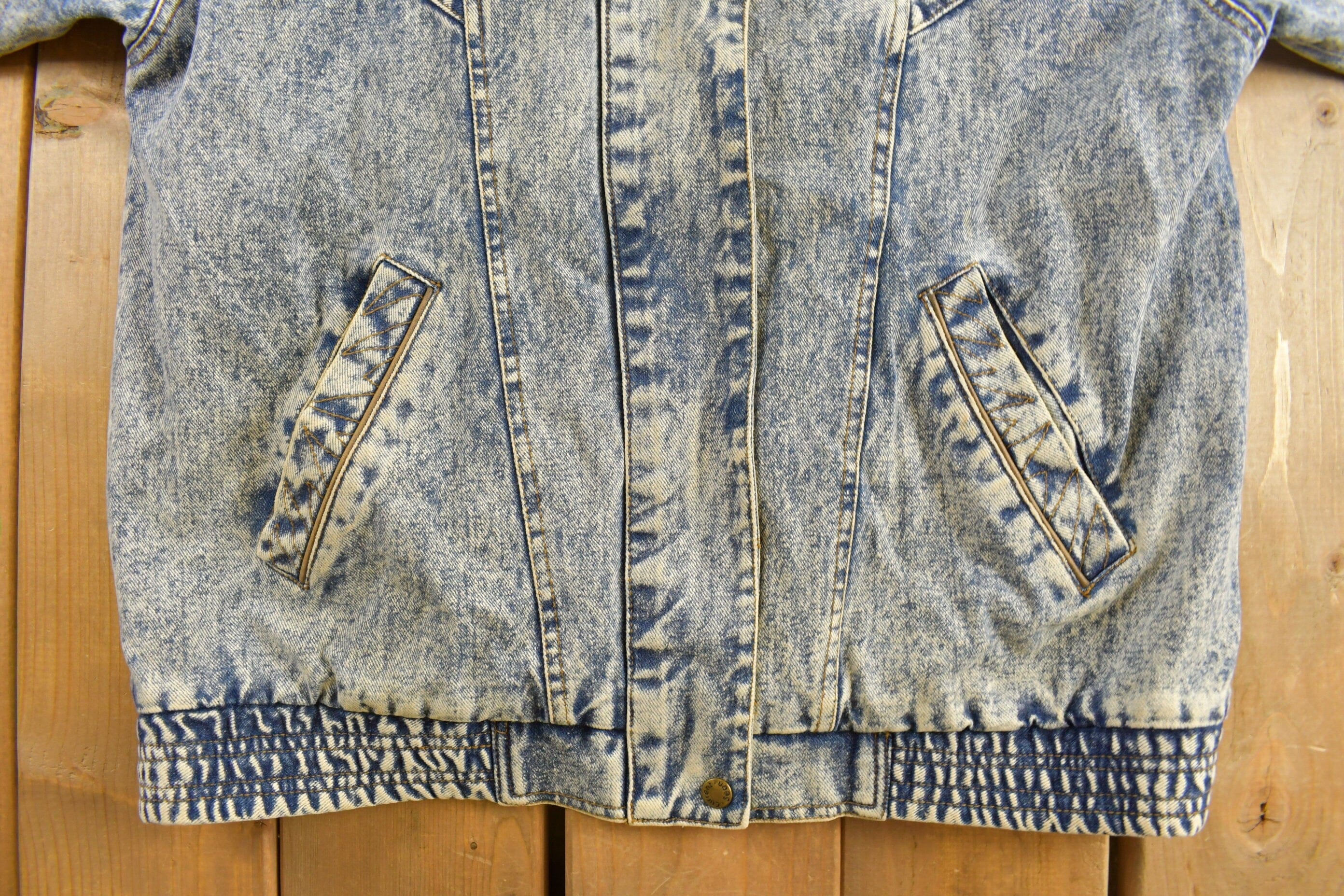 Vintage 1990s Acid Wash Denim Jean Jacket Vest Men's Medium - Image 3