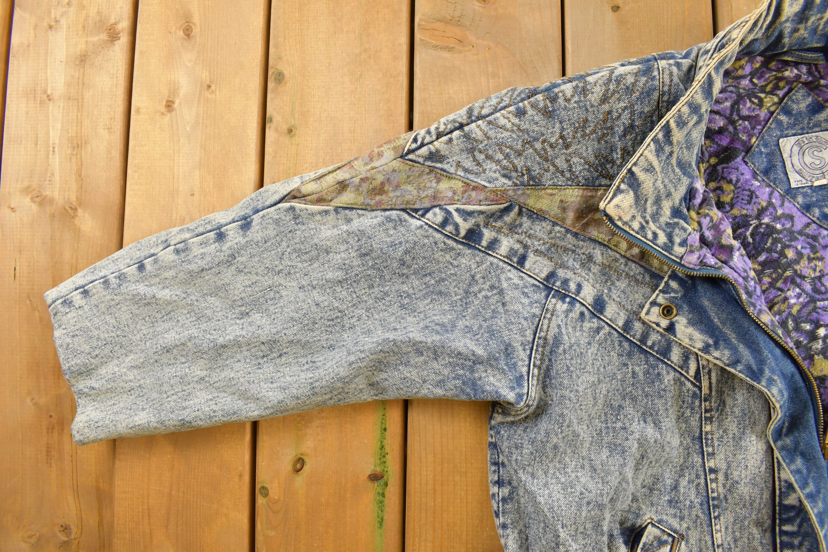 Vintage 1990s Acid Wash Denim Jean Jacket Vest Men's Medium - Image 5
