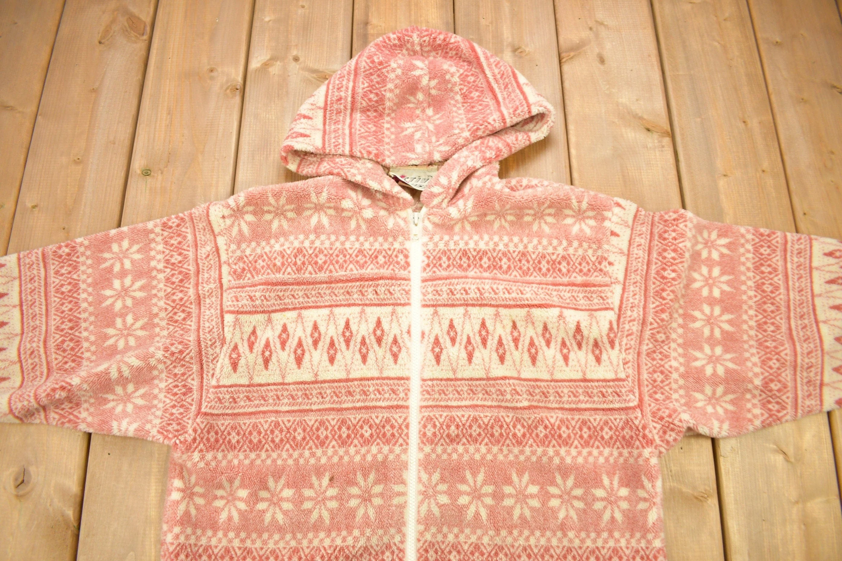 Vintage 1990s Active Stuff All Over Pattern Fleece Sweater Men's Medium - Image 3
