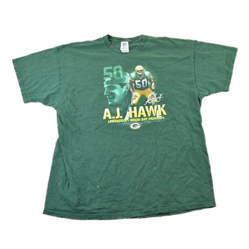 Vintage 1990s AJ Hawk Green Bay Packers NFL T-Shirt Men's 2XL
