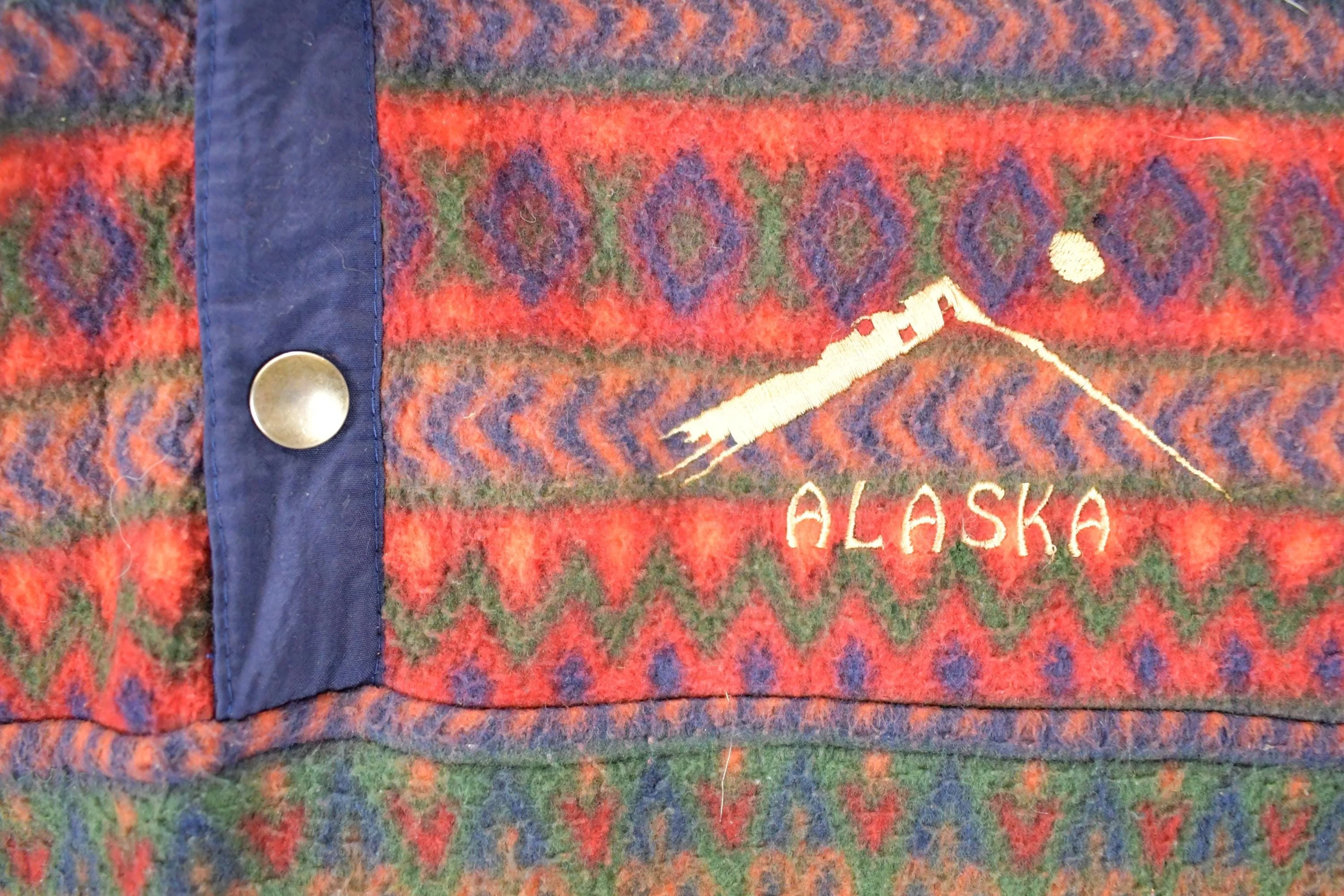 Vintage 1990s Alaska Arctic Image Fleece Outdoorsman Quarter Button Holiday Sweater Men's XL - Image 3