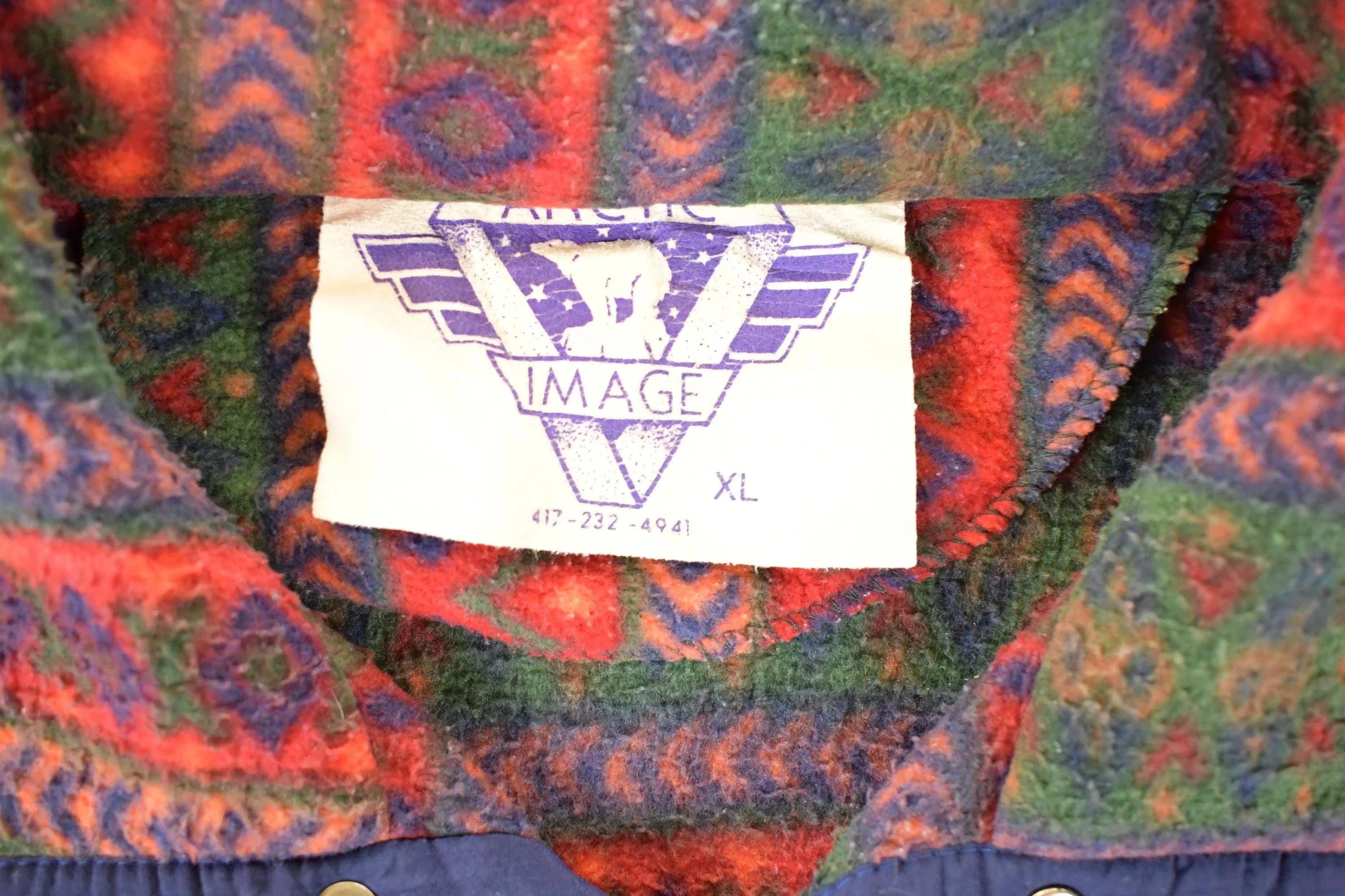 Vintage 1990s Alaska Arctic Image Fleece Outdoorsman Quarter Button Holiday Sweater Men's XL - Image 5