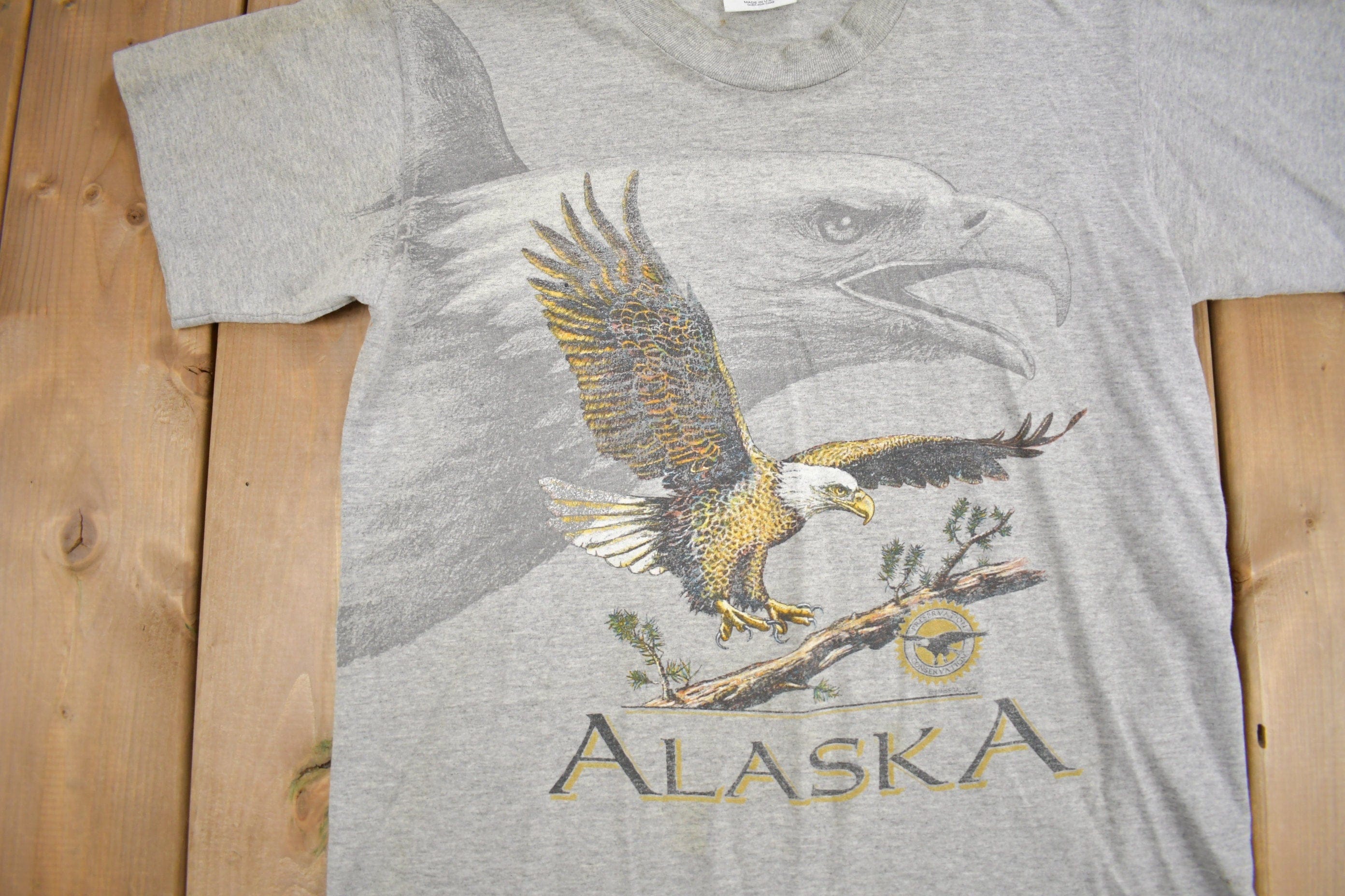 Vintage 1990s Alaska Bald Eagle Graphic T-Shirt Men's M - Image 3