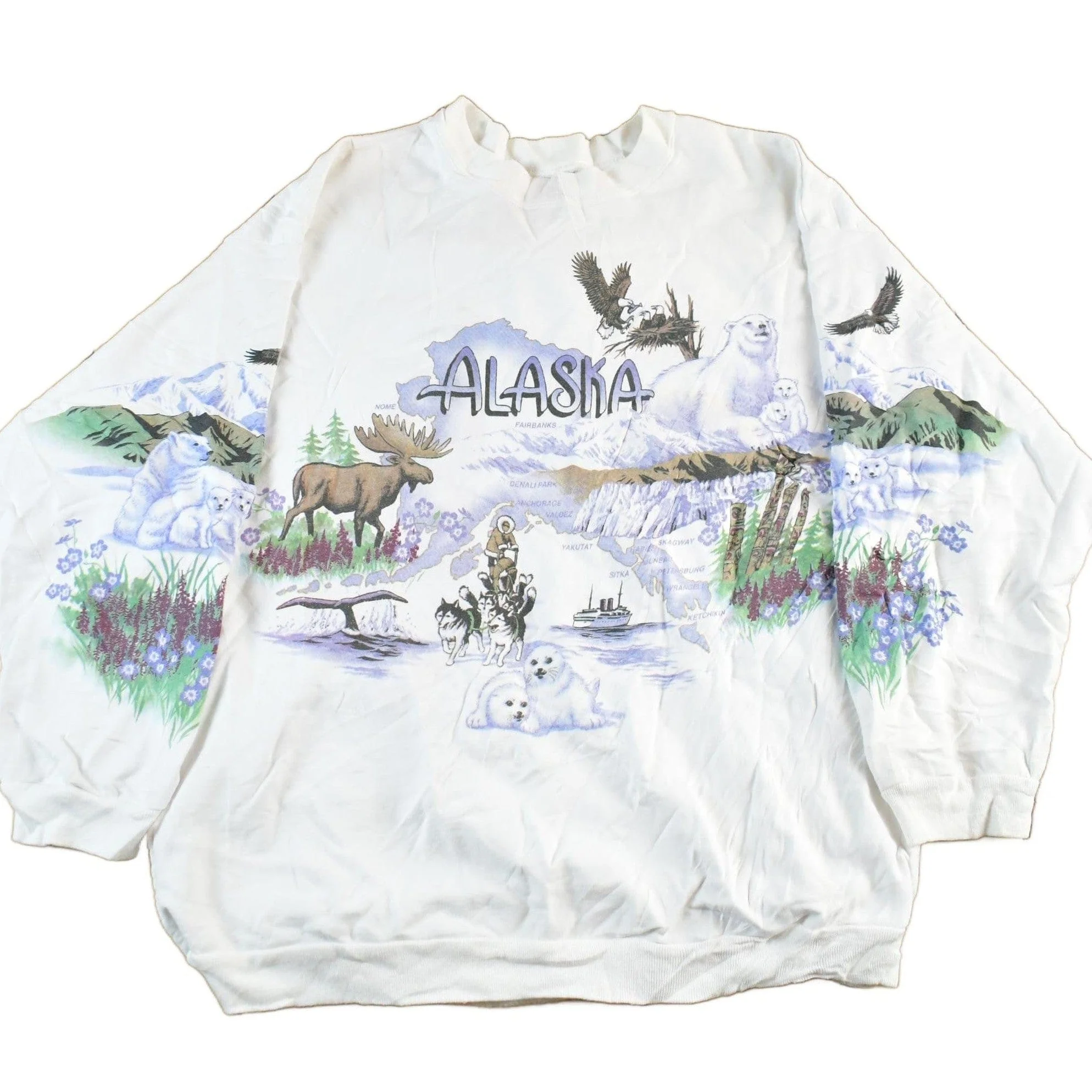 Vintage 1990s Alaska Wilderness AOP Crewneck Sweatshirt Mens XL