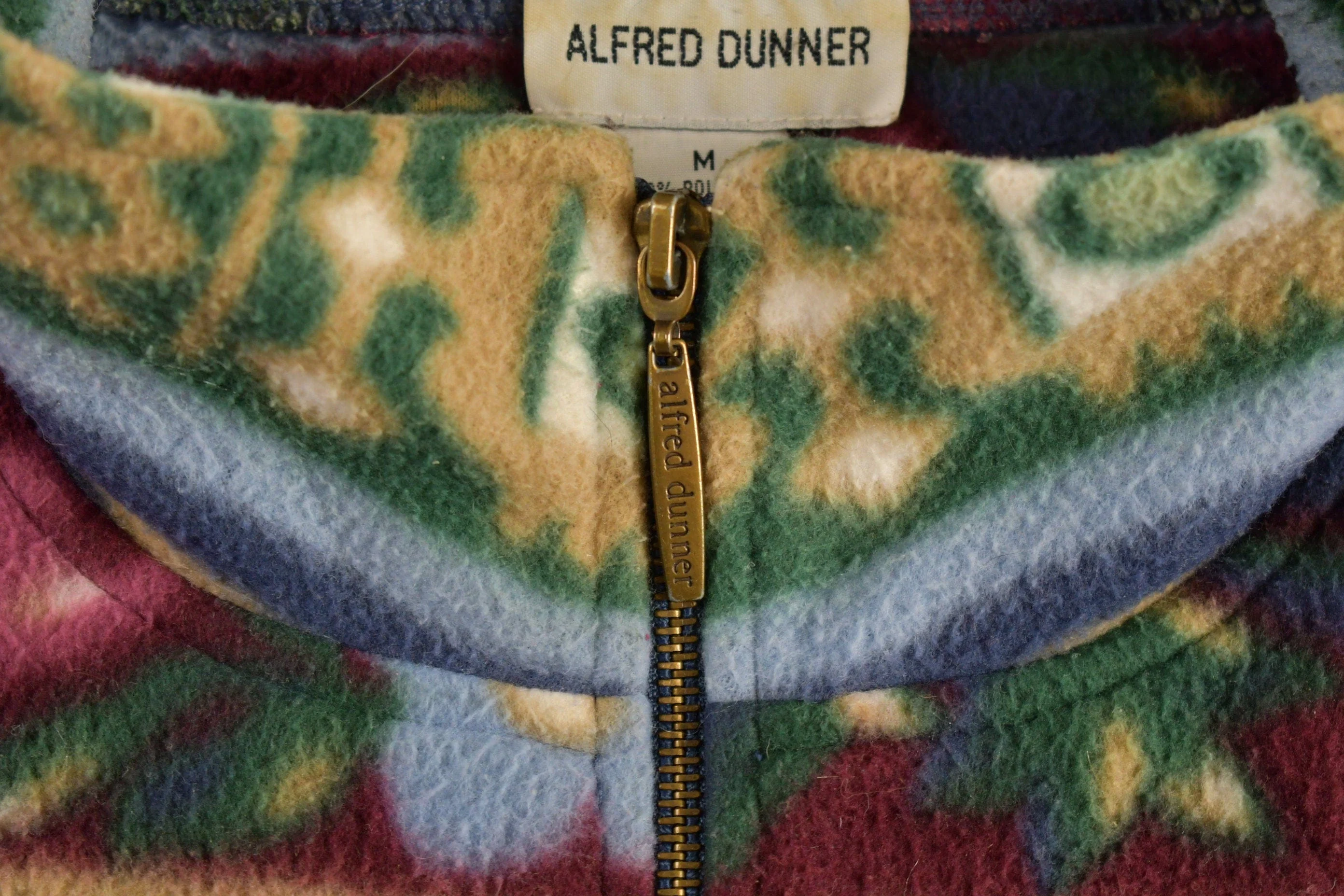 Vintage 1990s Alfred Dunner Abstract Floral Pattern Graphic Fleece Zip Up Sweater Men's Medium - Image 5