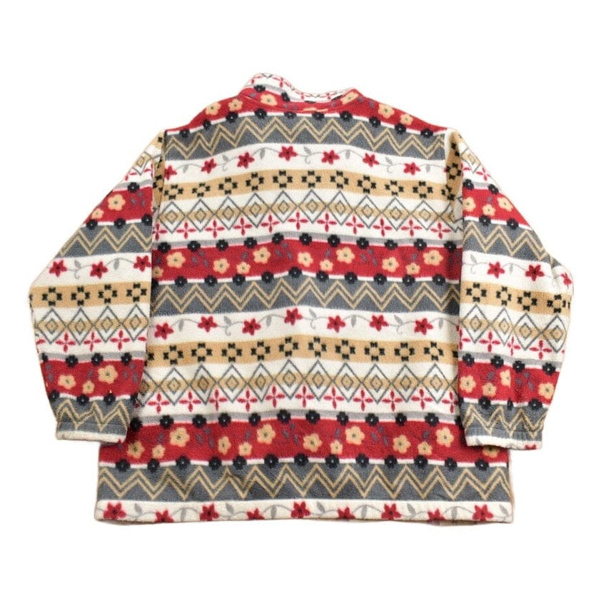 Vintage 1990s Alfred Dunner Abstract Pattern Graphic Fleece Zip Up Sweater Men's XL - Image 2