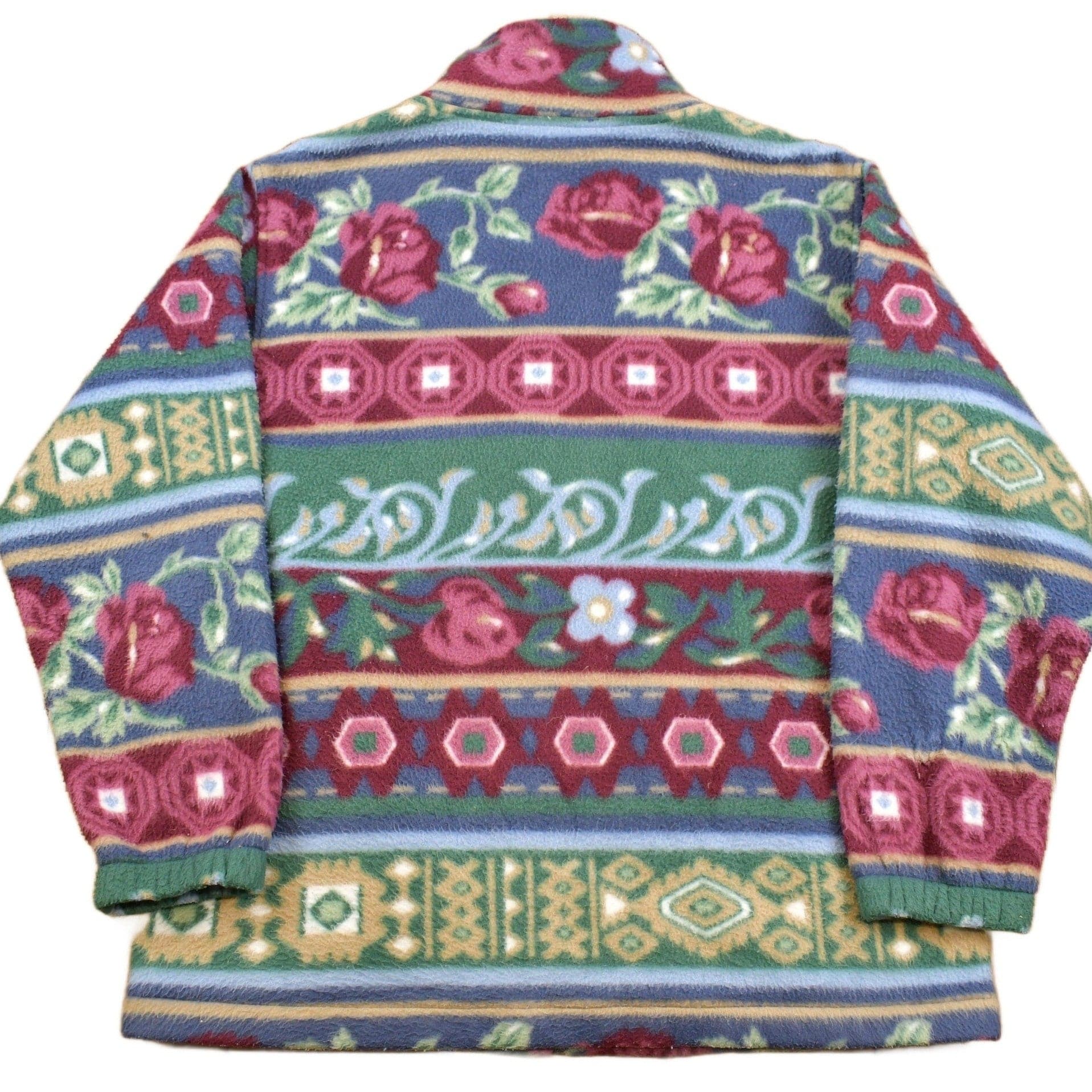 Vintage 1990s Alfred Dunner Abstract Pattern Graphic Fleece Zip Up Sweater Men's Small - Image 2