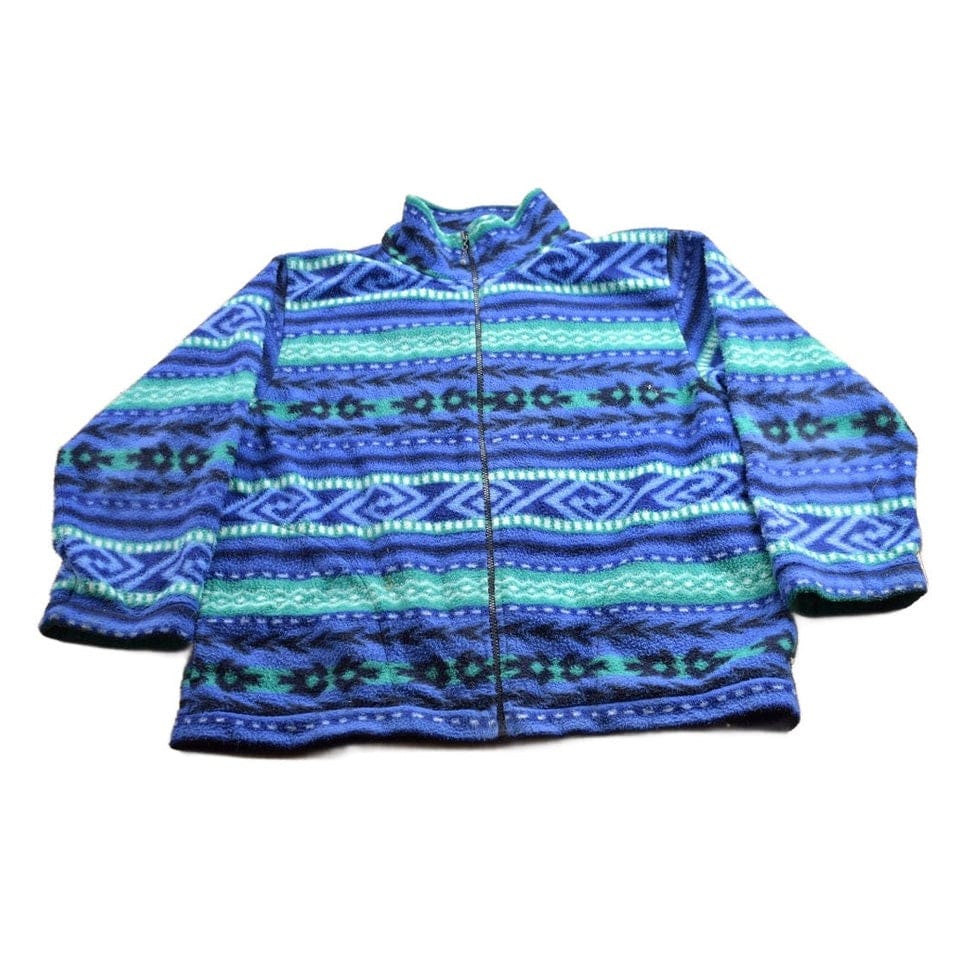Vintage 1990s Alfred Dunner Abstract Patterned Zip Up Fleece Sweater Men's Medium