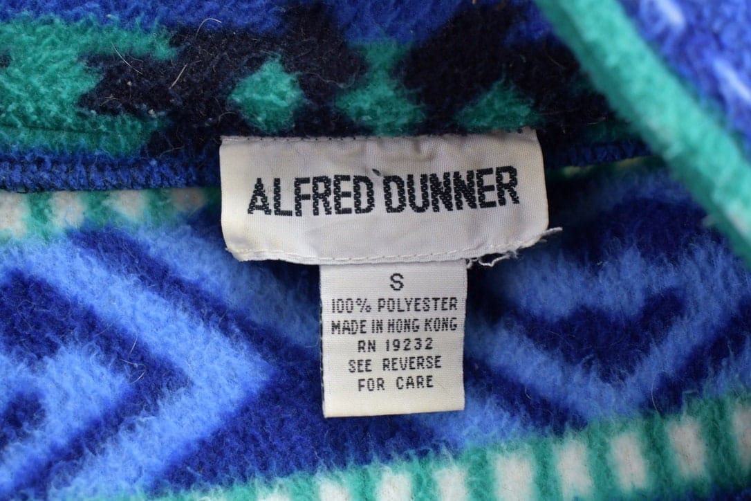 Vintage 1990s Alfred Dunner Abstract Patterned Zip Up Fleece Sweater Men's Medium - Image 3