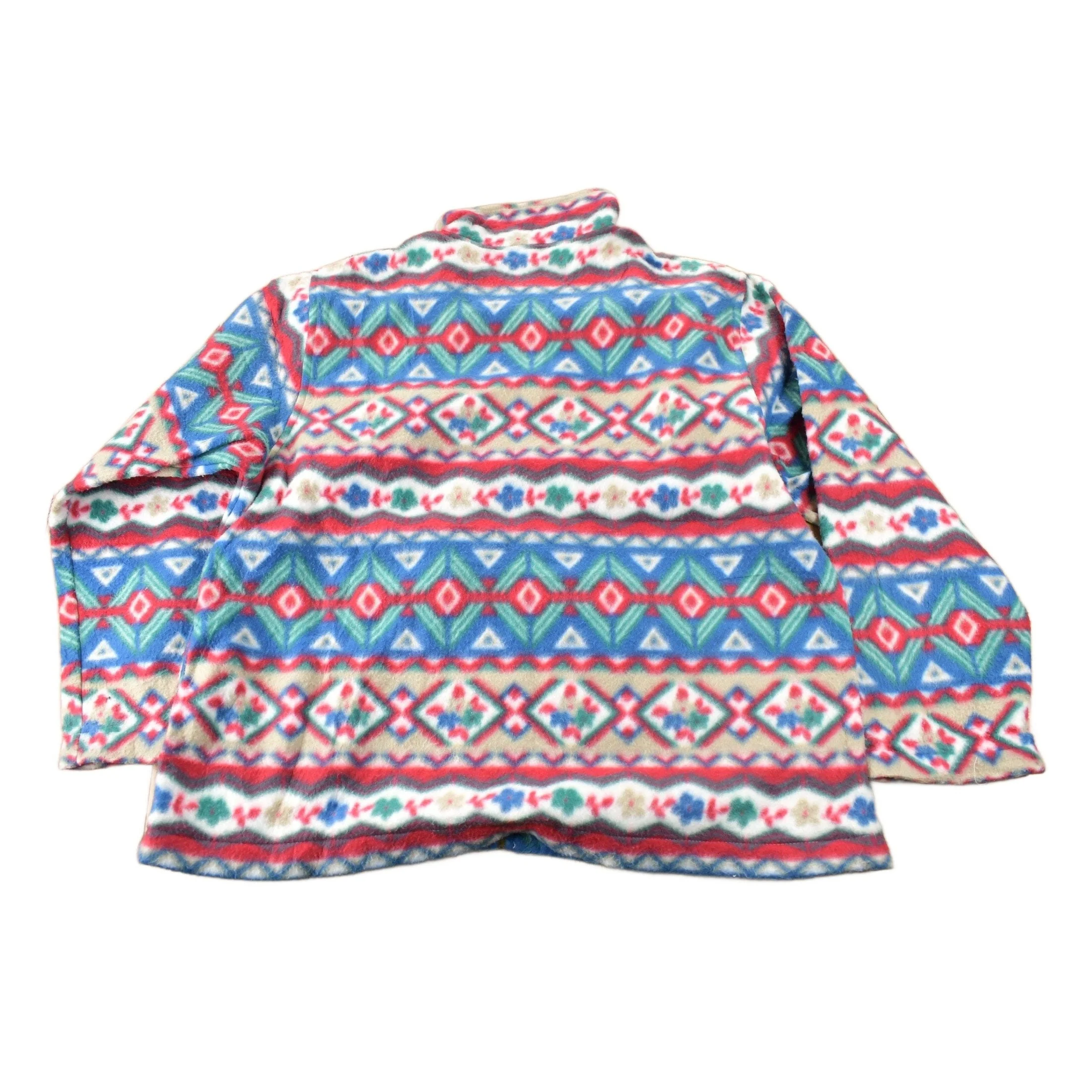 Vintage 1990s Alfred Dunner All Over Print Zip Up Fleece Sweater Size Woman's Medium - Image 2