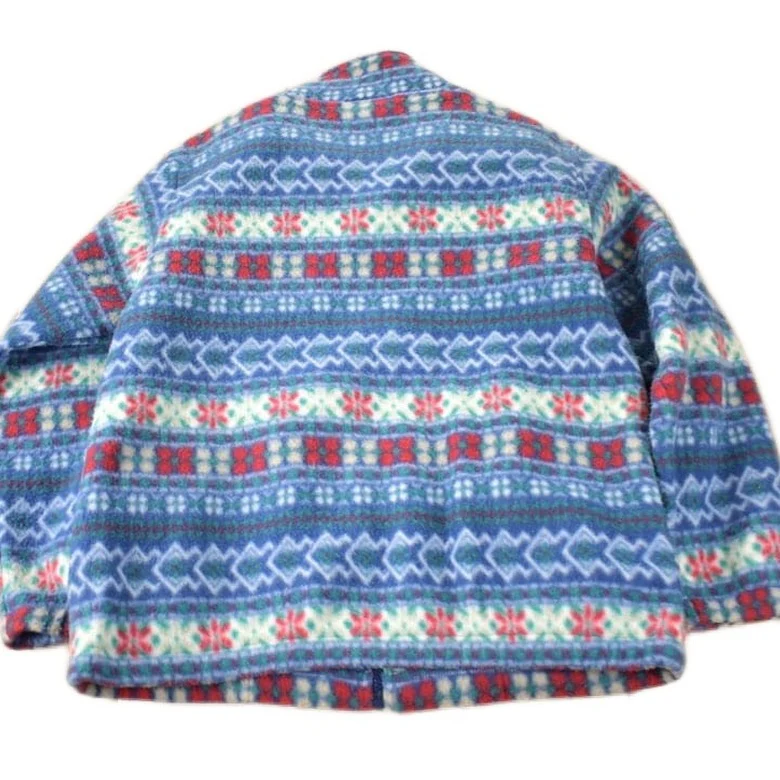 Vintage 1990s Alfred Dunner All Over Print Zip Up Fleece Sweater Size Woman's PS - Image 2