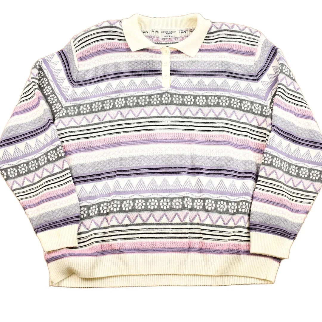 Vintage 1990s Alfred Dunner Womans Collared Knit Sweater Women's 2XL