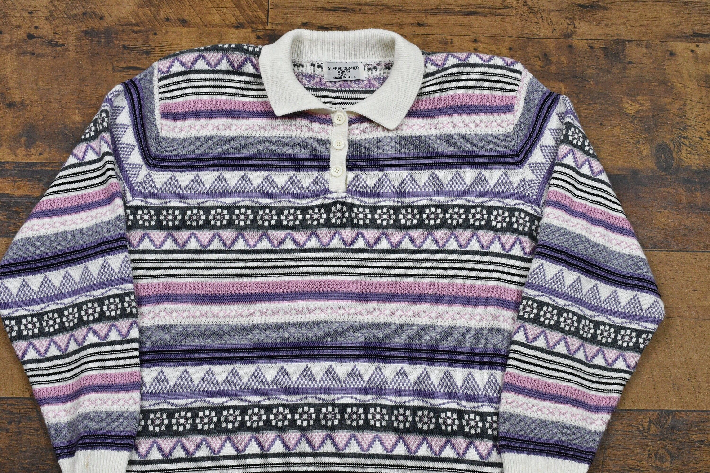 Vintage 1990s Alfred Dunner Womans Collared Knit Sweater Women's 2XL - Image 3