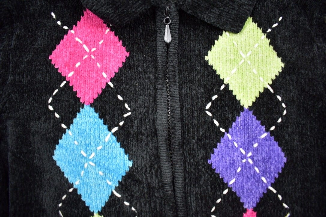 Vintage 1990s Alfred Dunner Zip Up Fleece Sweater Men's Medium - Image 3