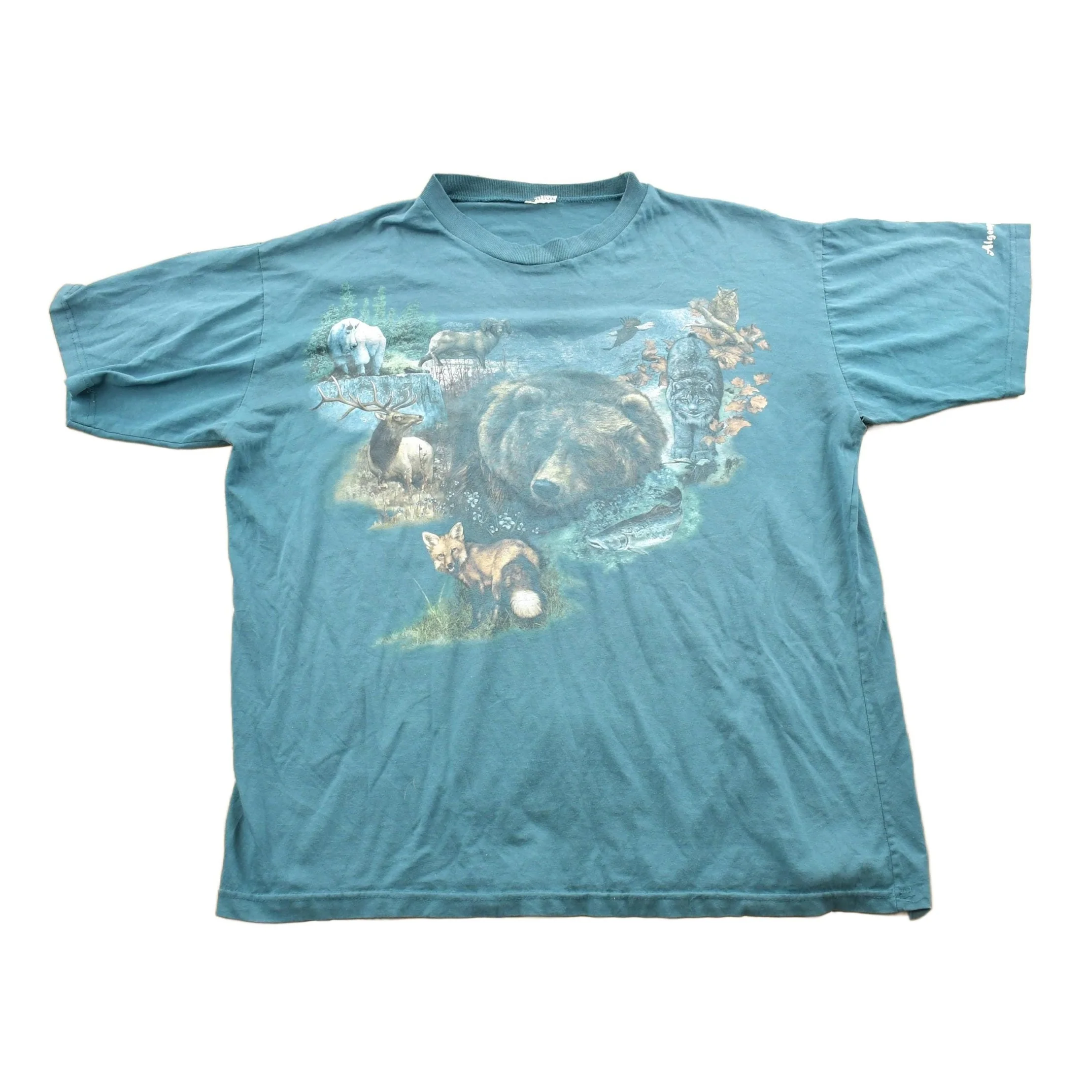 Vintage 1990s Algonquin Fox And Bear Theme Graphic T-Shirt Men's XL