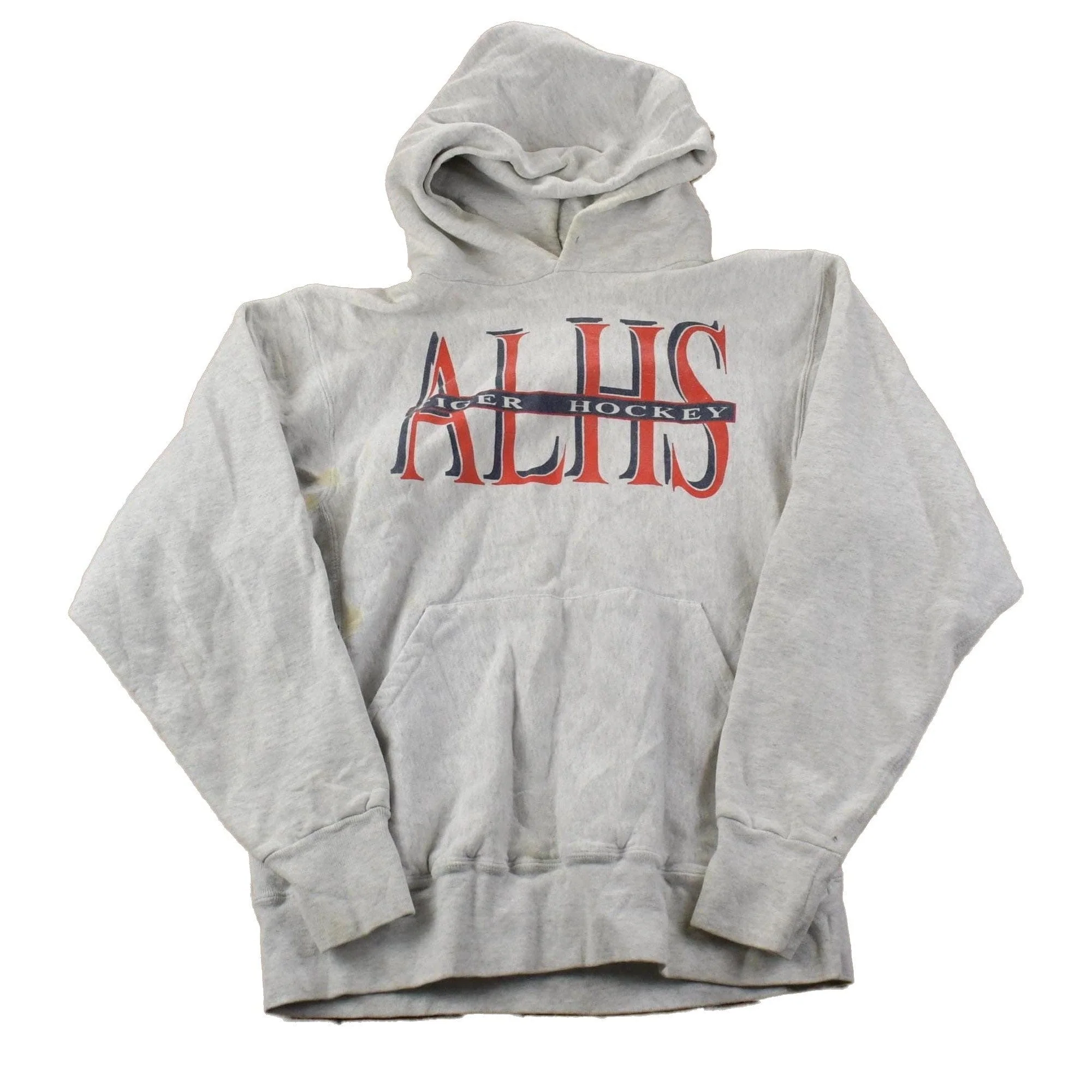 Vintage 1990s ALHS Tigers Hockey Reverse Grain University Collegiate Heavyweight Hoodie Men's Large