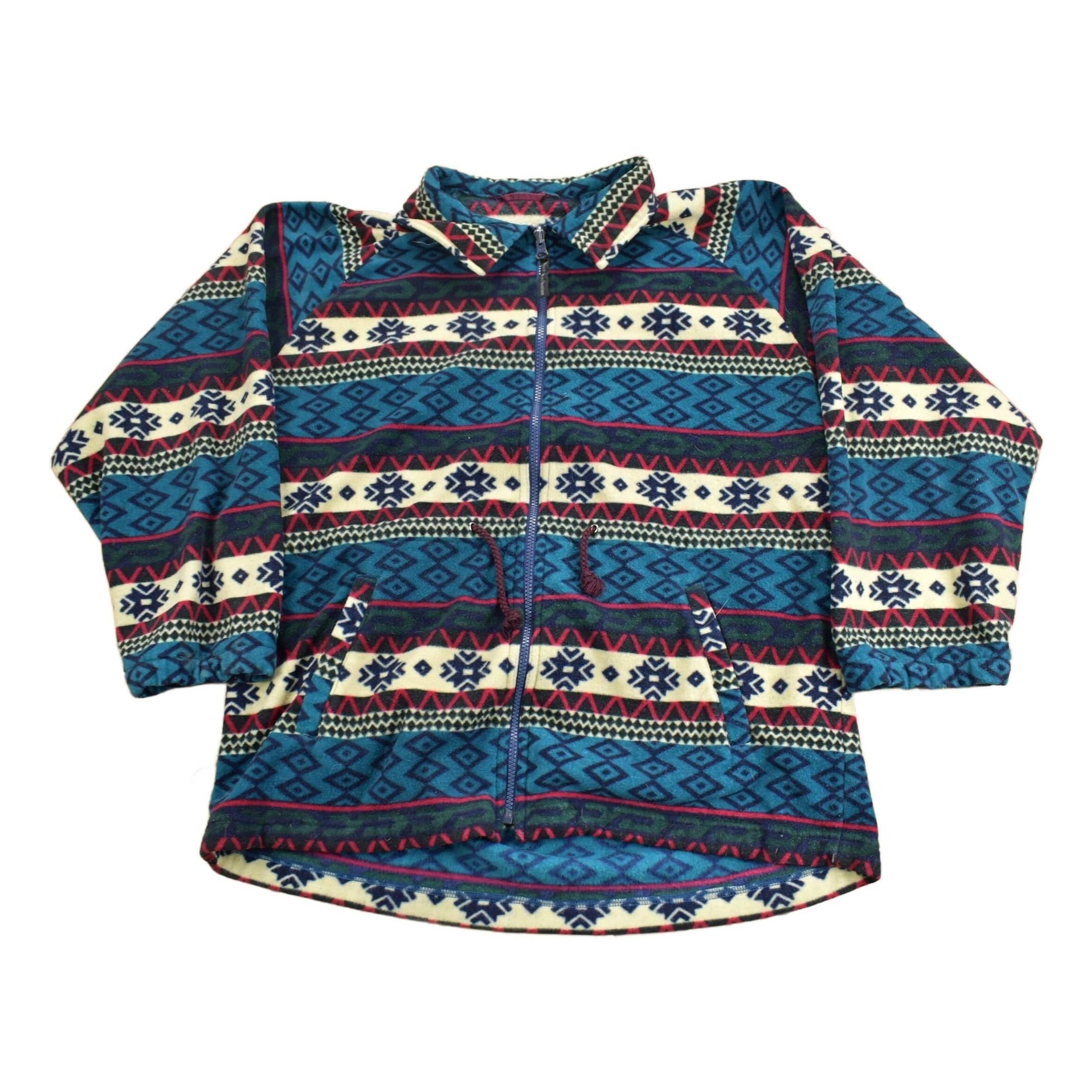 Vintage 1990s All Over Aztec Pattern Fleece Sweater Men's XL