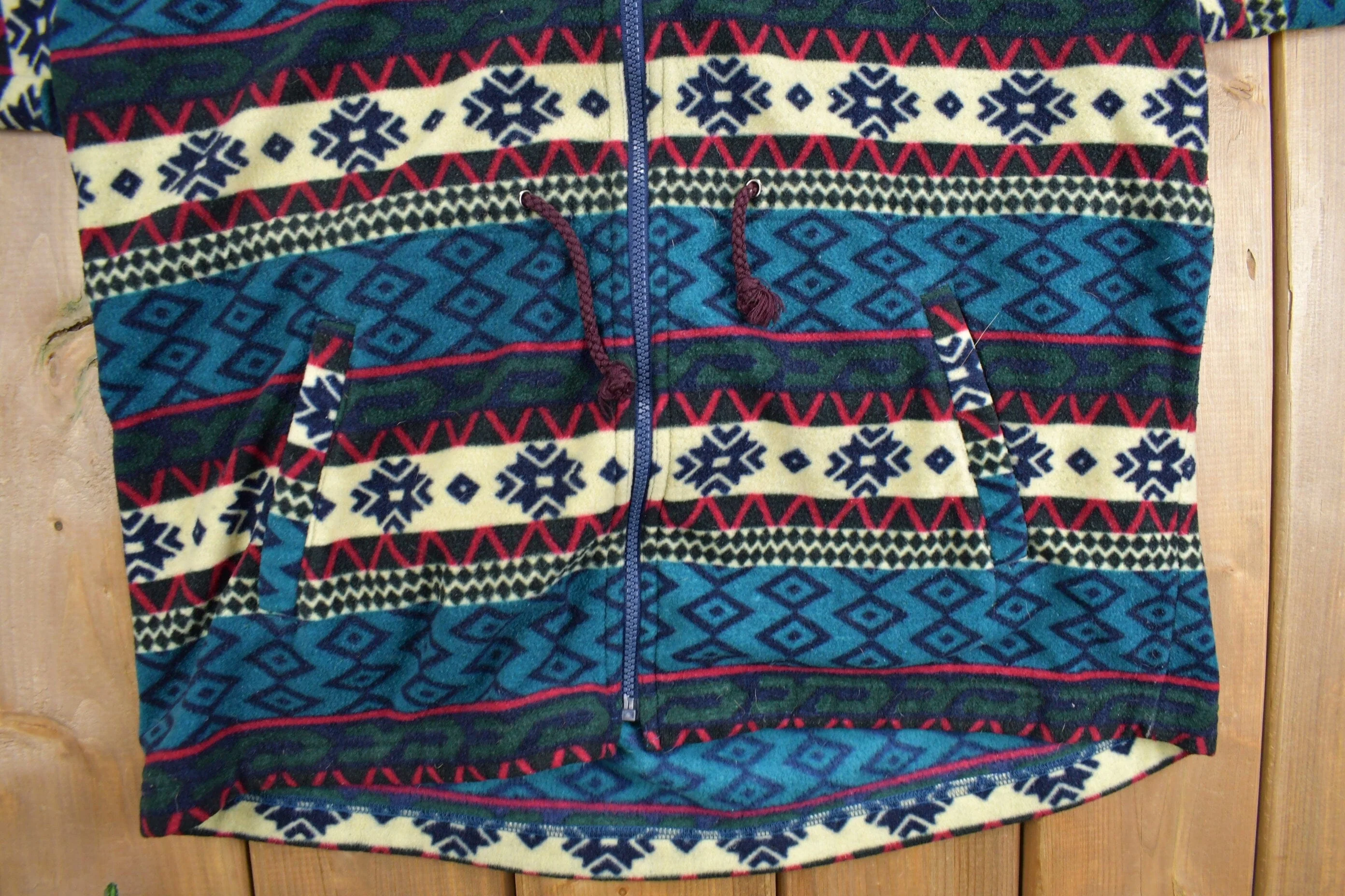 Vintage 1990s All Over Aztec Pattern Fleece Sweater Men's XL - Image 3